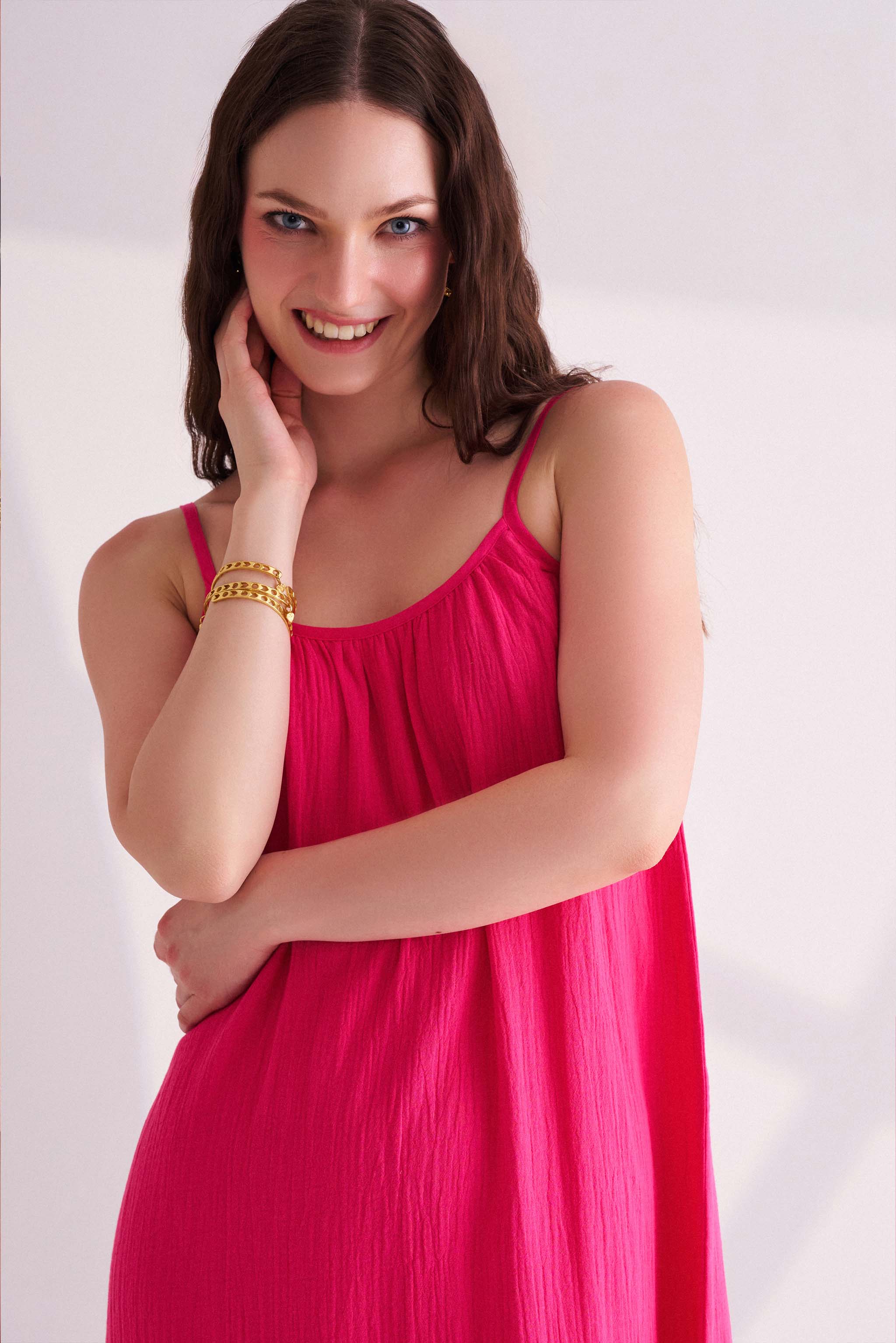 Dark Pink Cotton Slip Dress