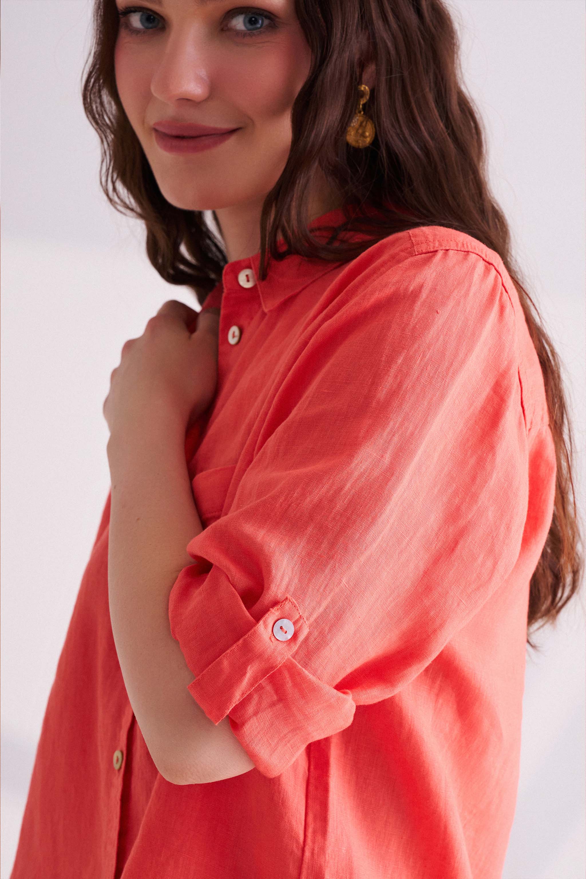 Orange Linen Shirt