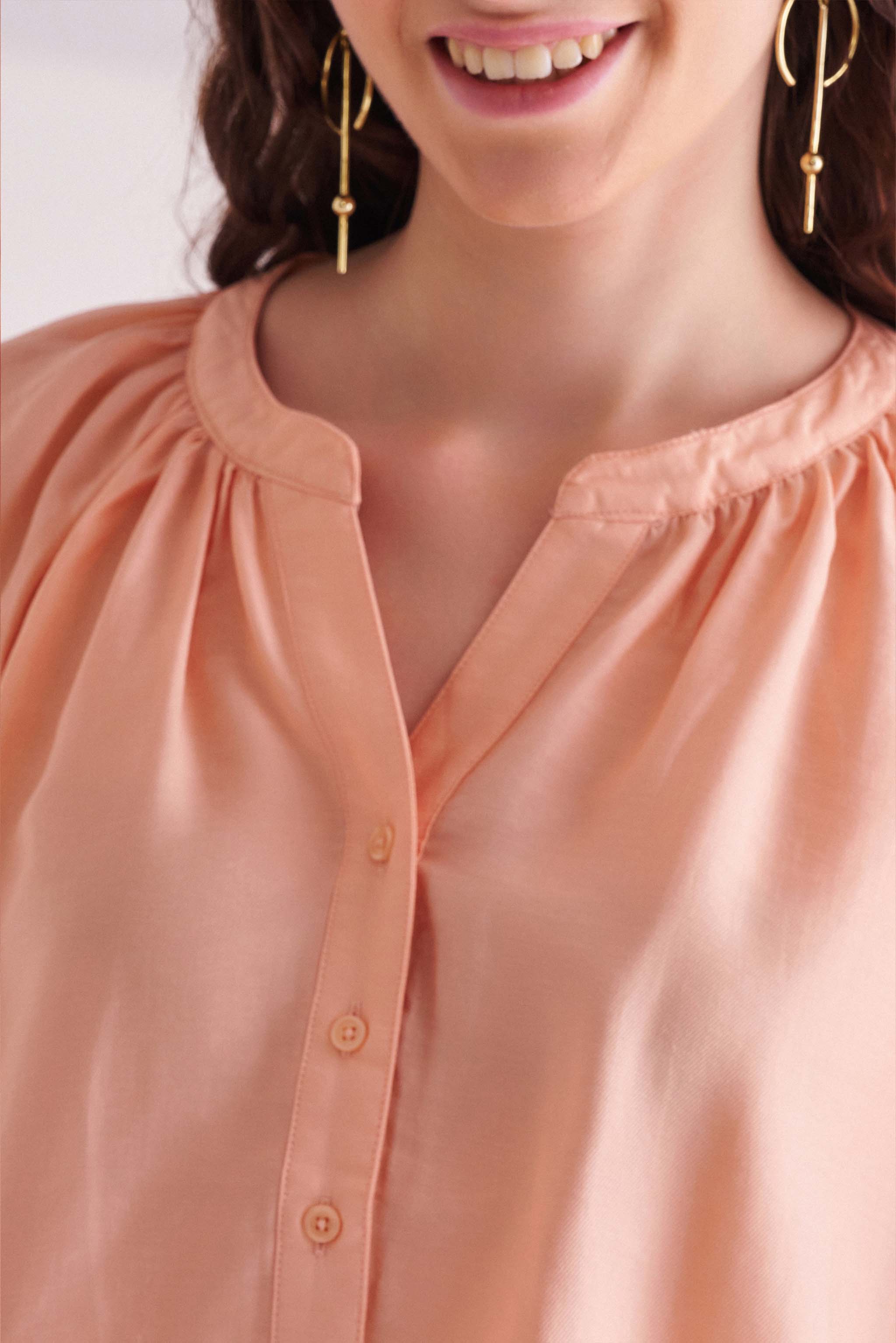 Peach Half Sleeves Top