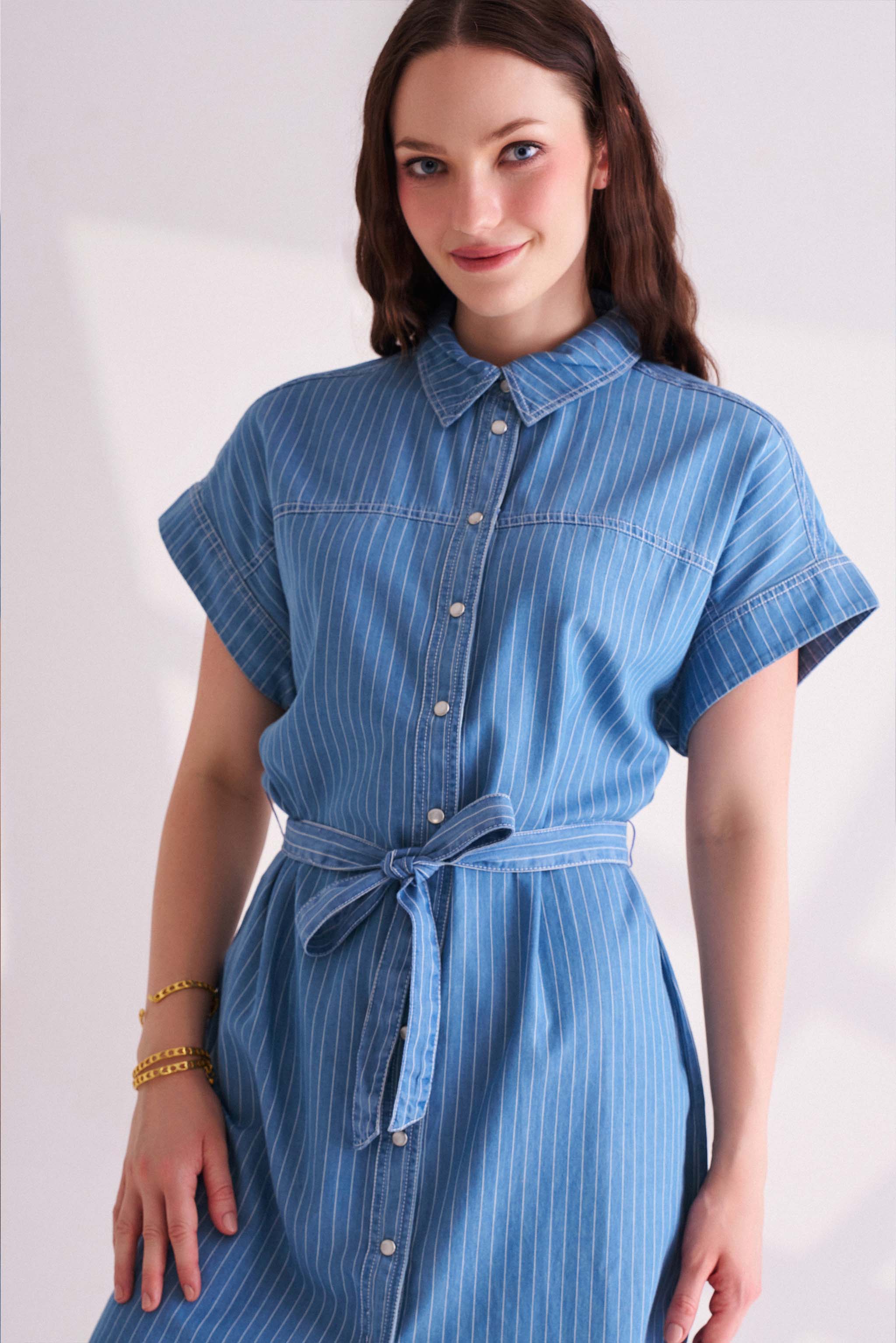 Denim Blue Striped Dress