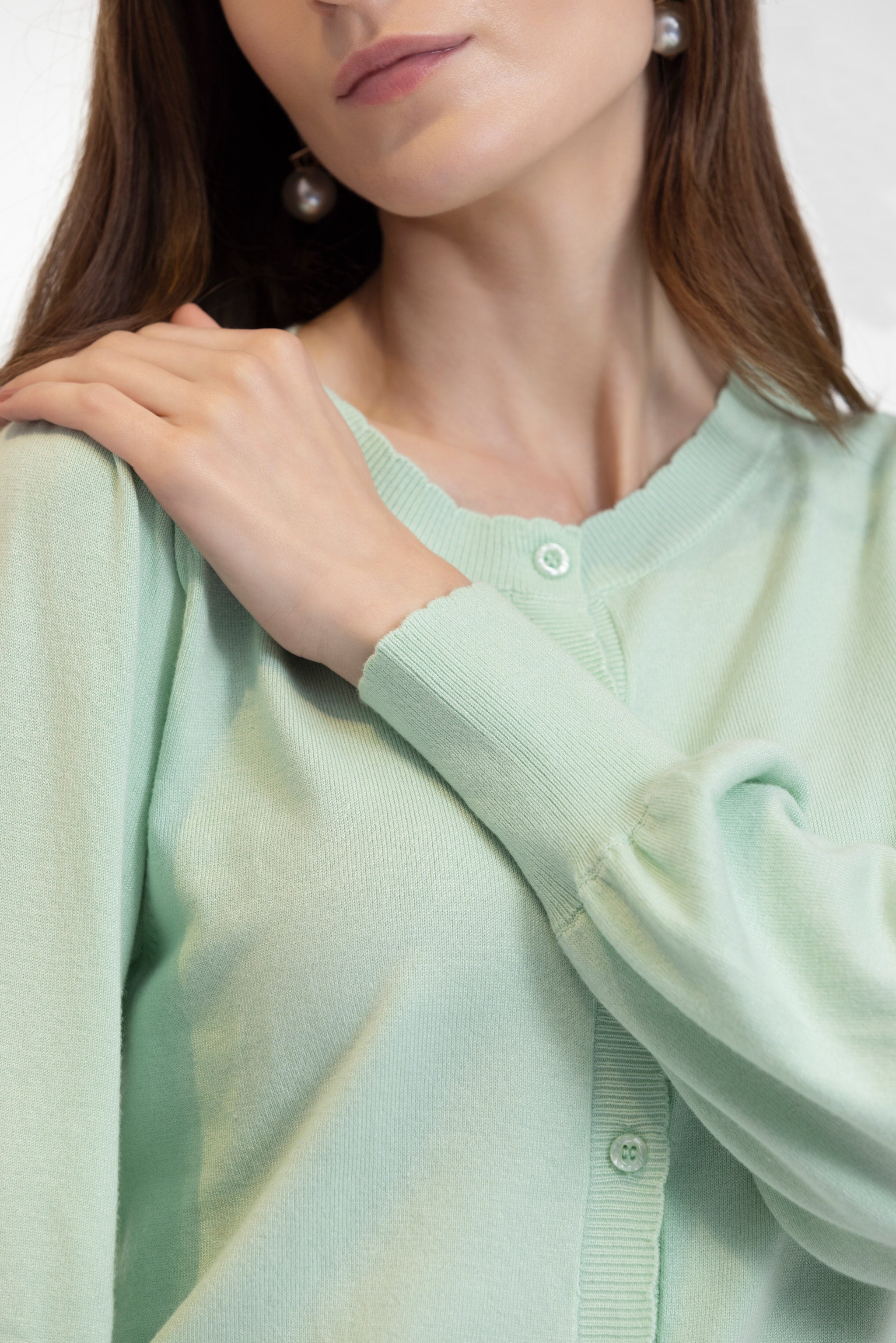 Mist Green Light Knit Cardigan