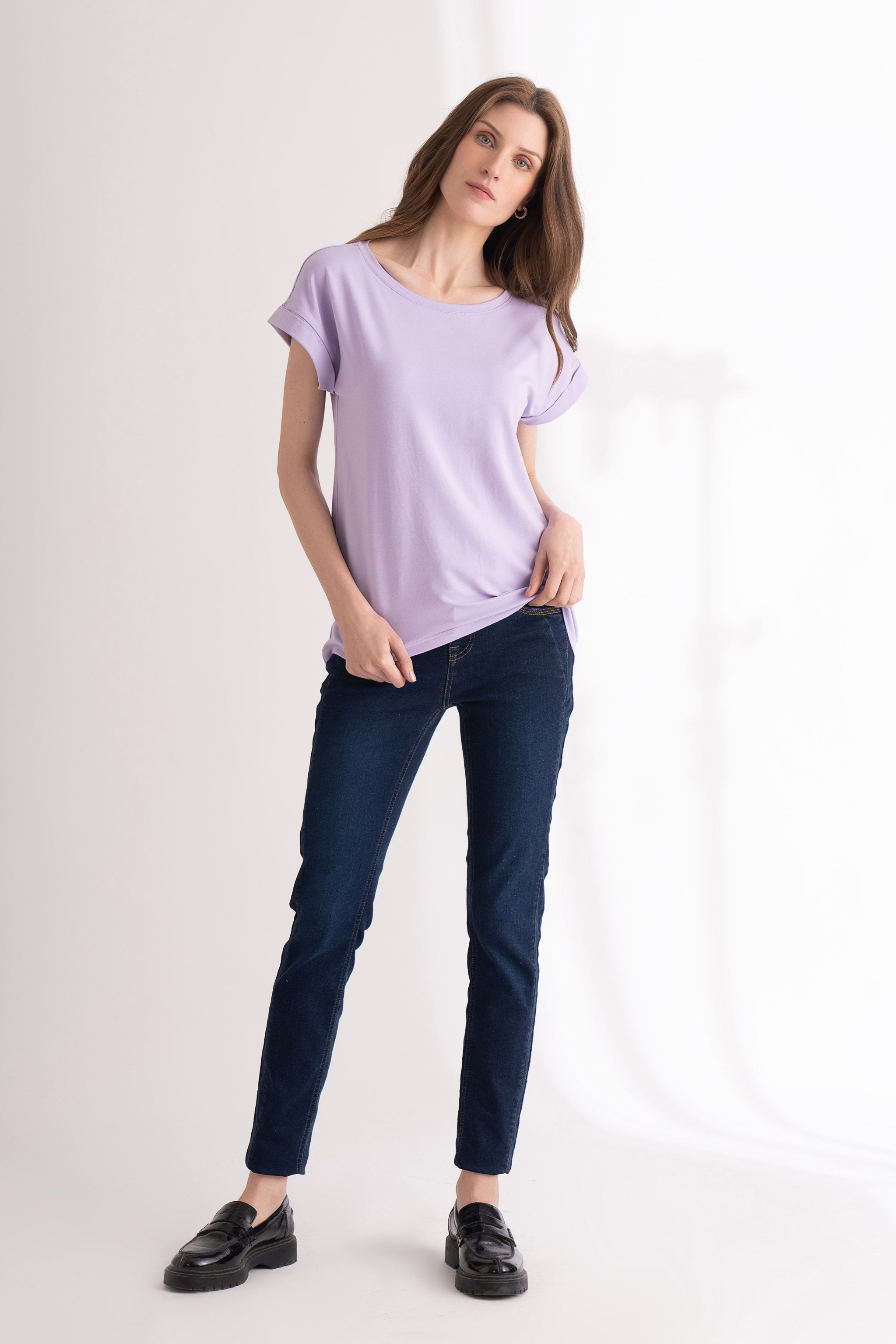 Purple Rose T-shirt with cap sleeve