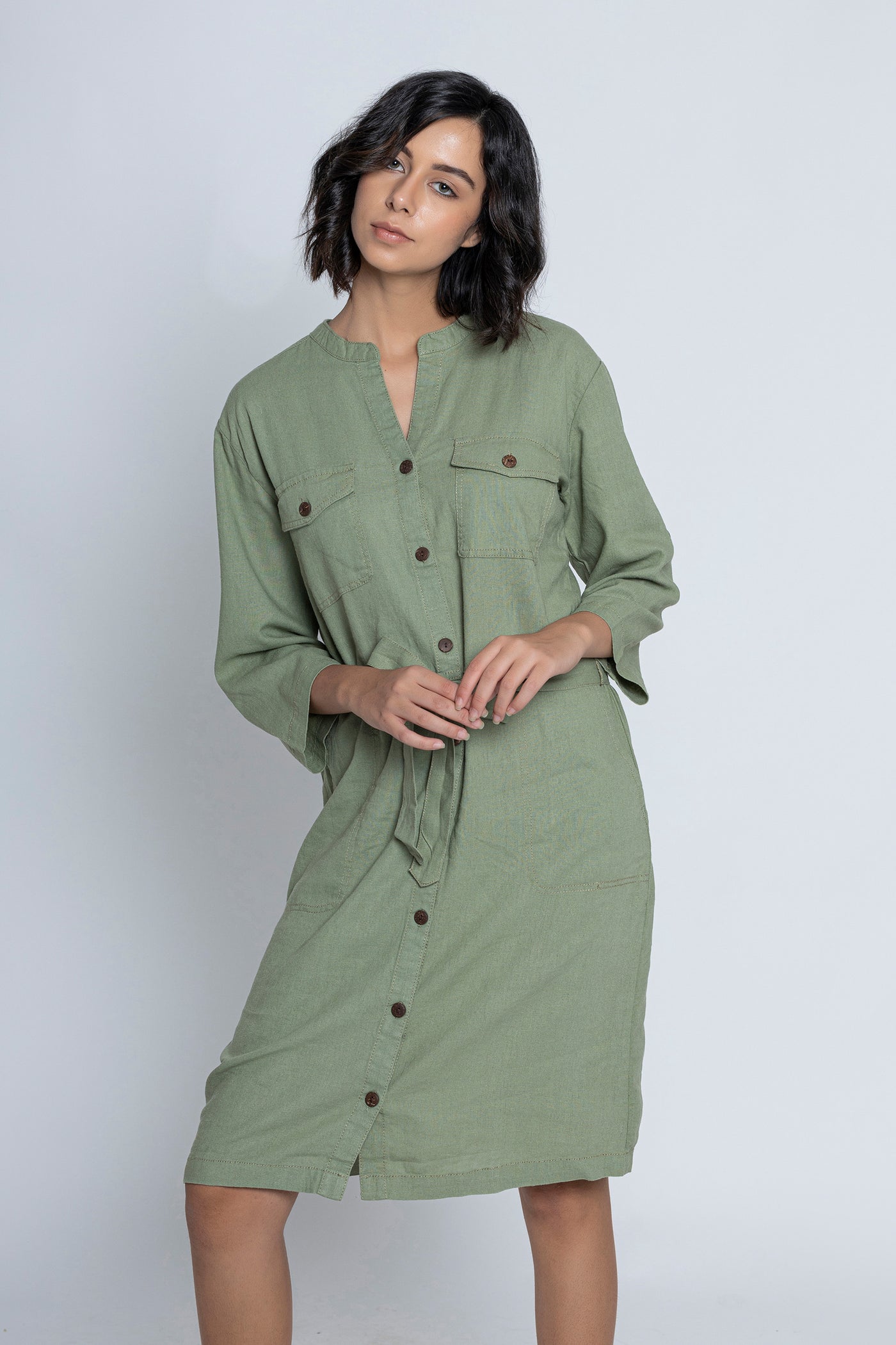 Olive Green Safari Dress