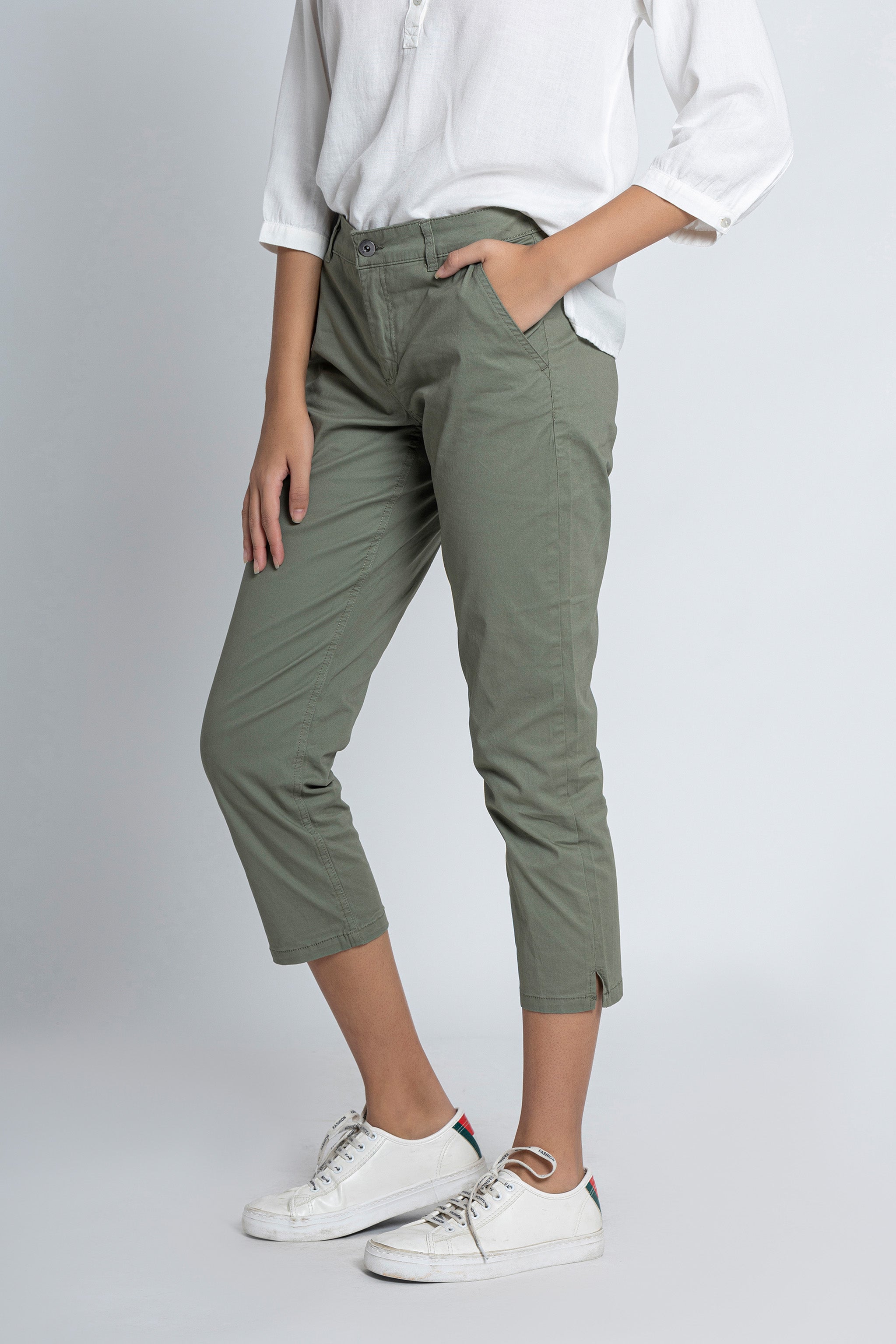 Green Chino Capri