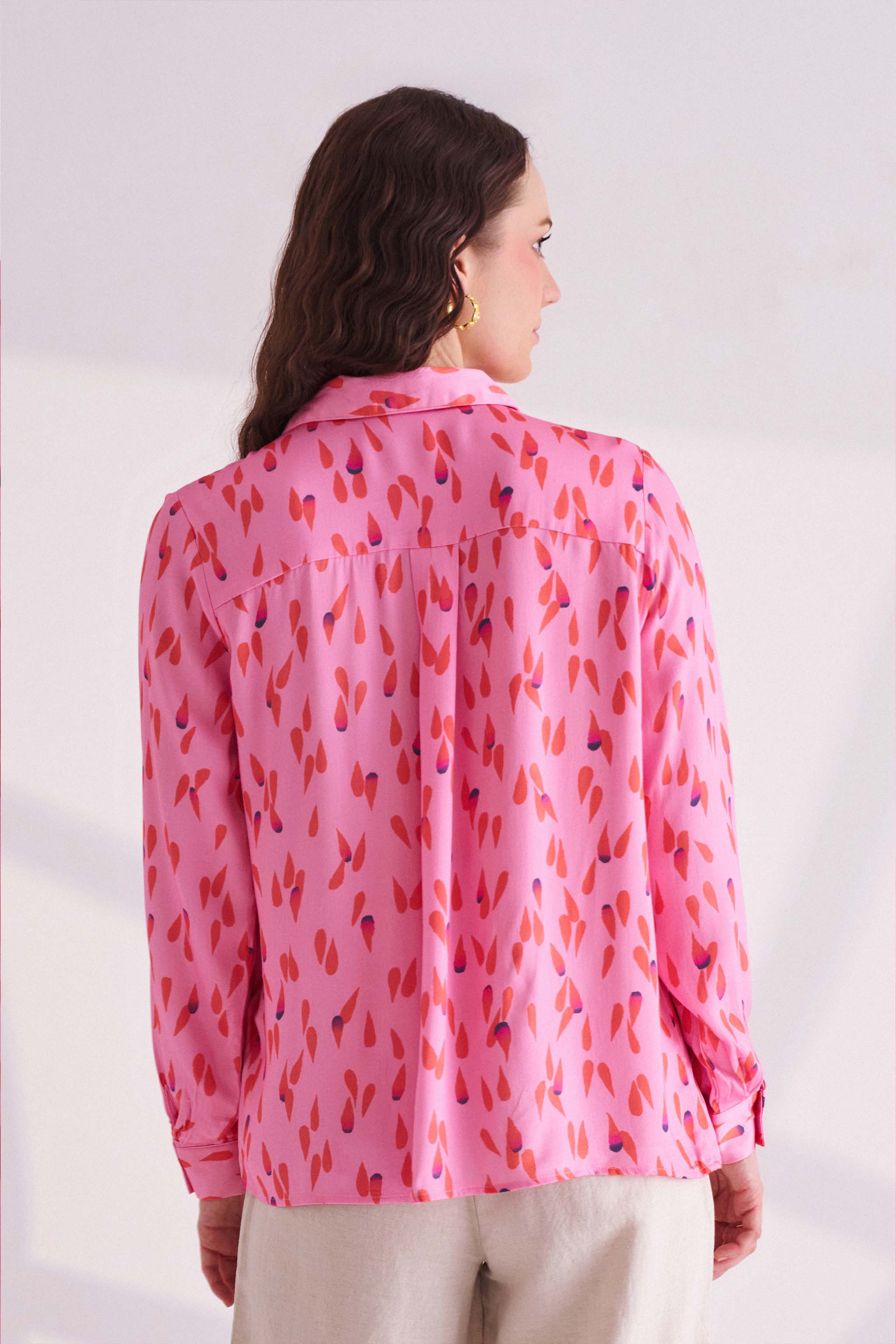 Light Pink Printed Full Sleeves Shirt