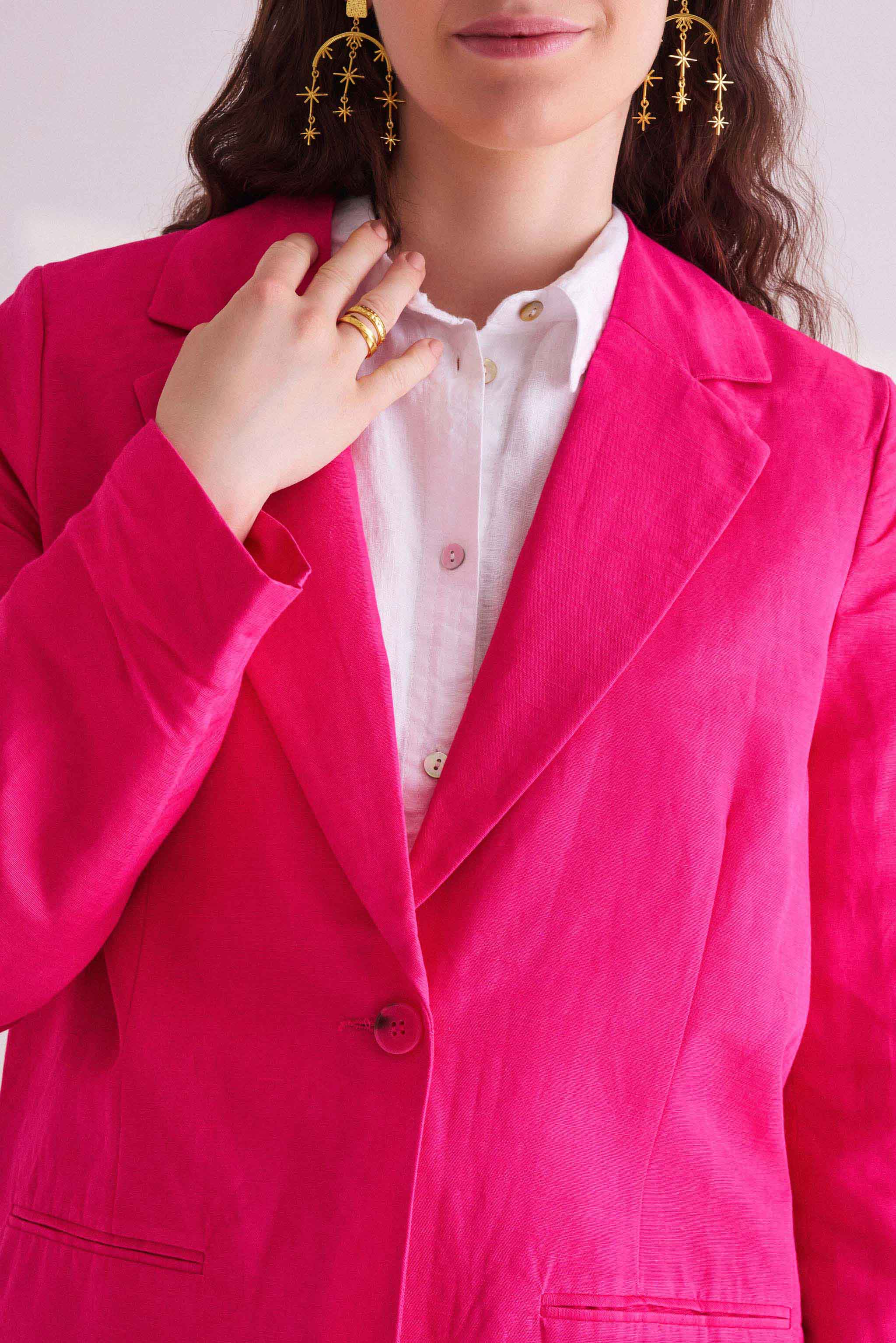 Dark Pink Linen Blazer