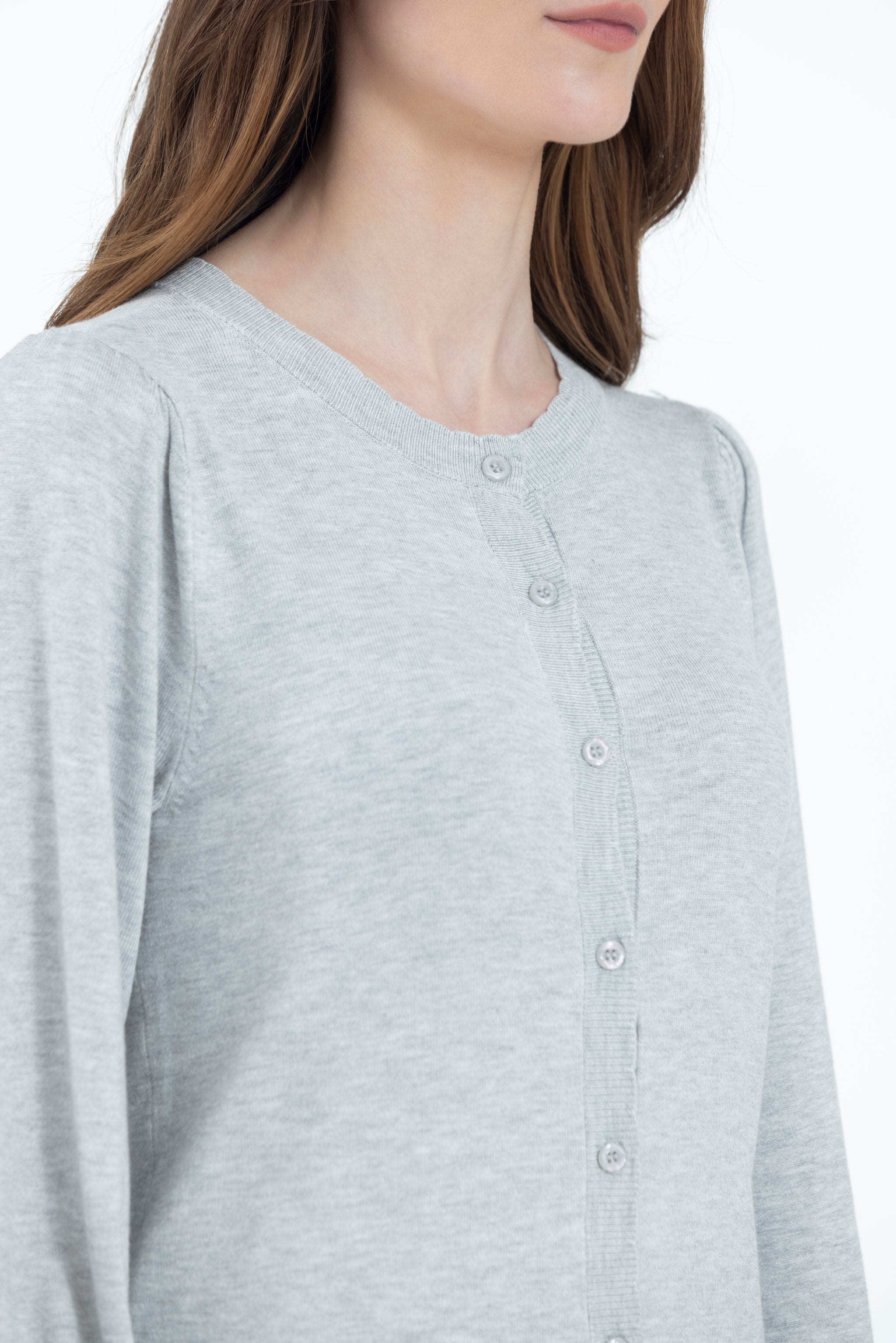 Light Grey Melange Knit Cardigan