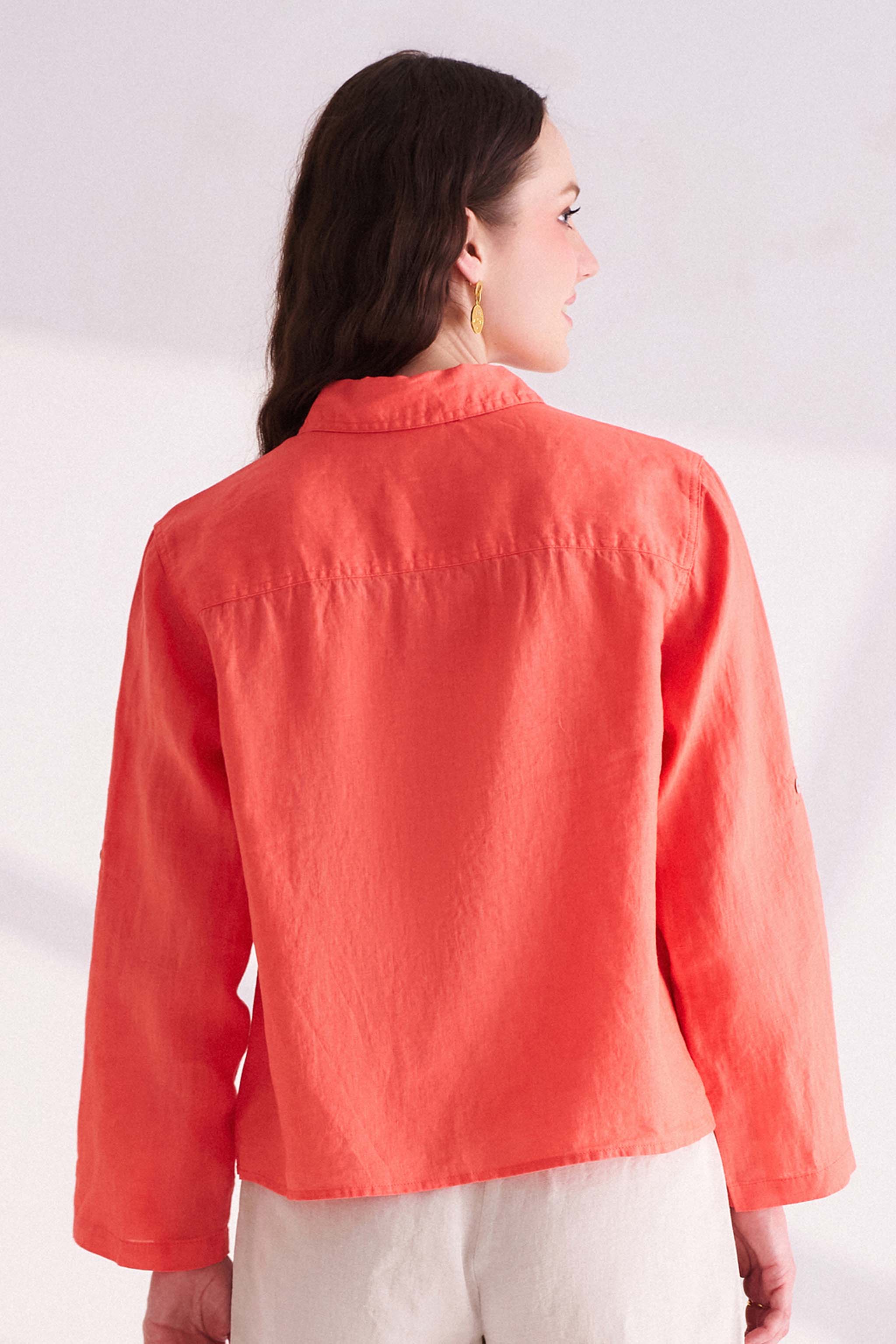 Orange Linen Shirt