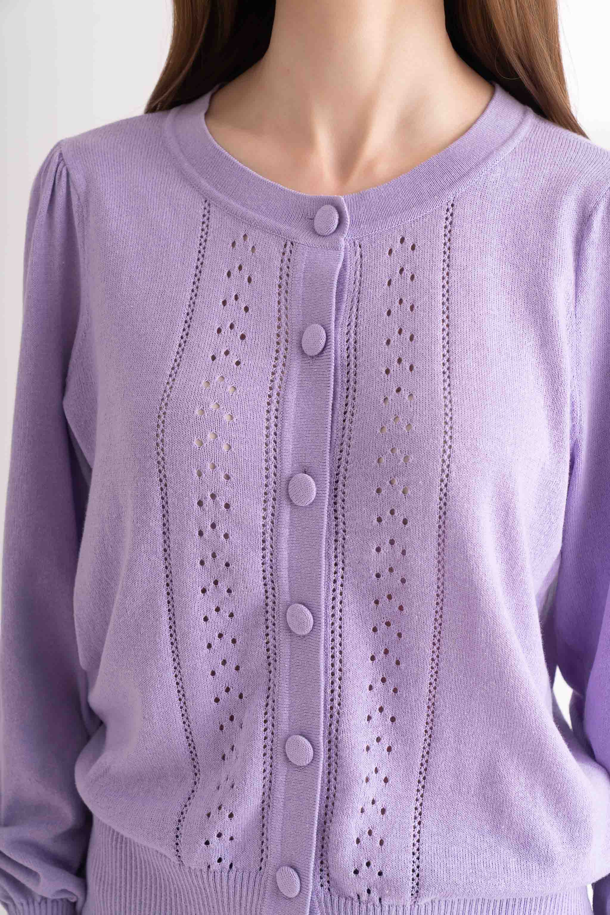 Purple Rose Buttoned Cardigan Light