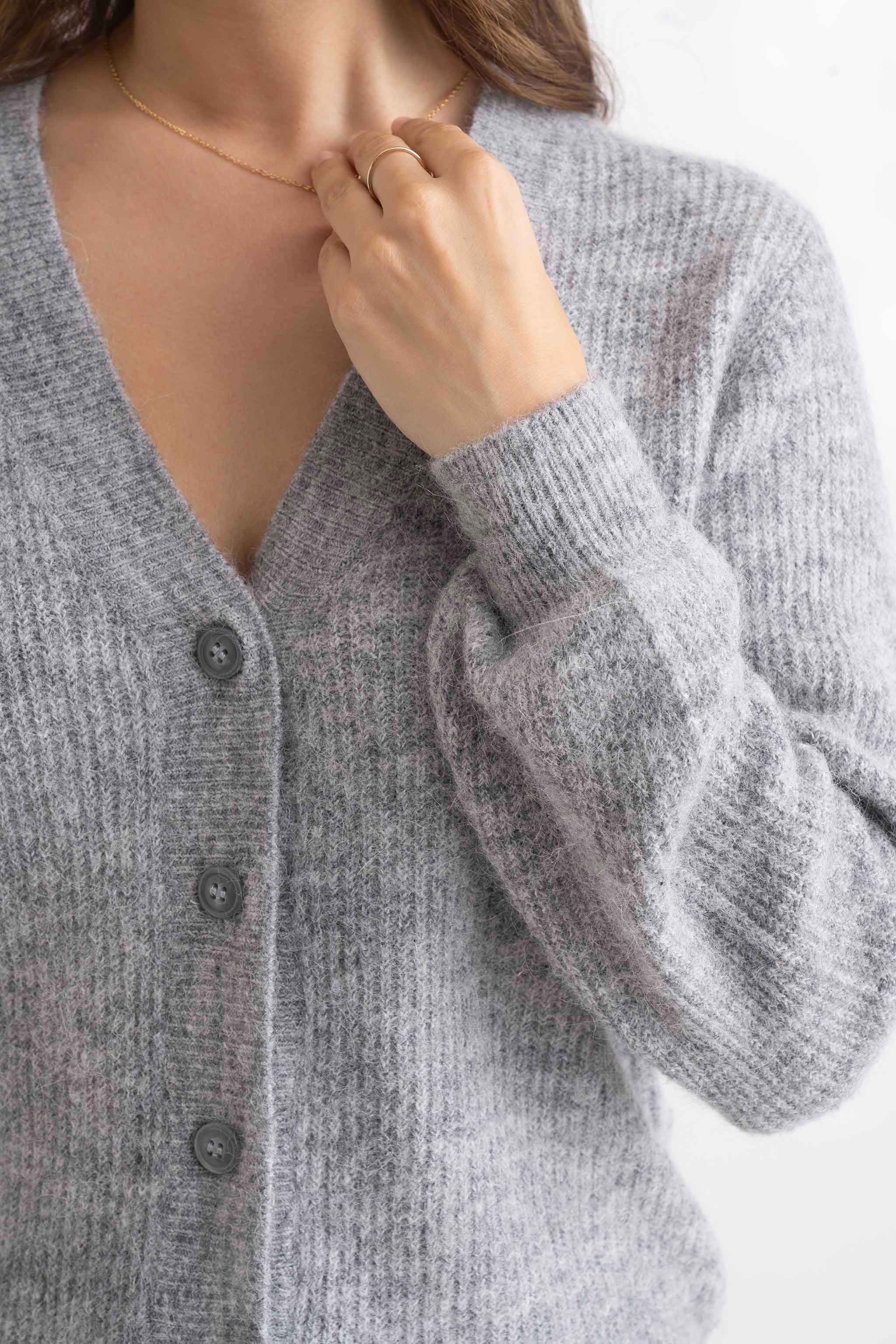 Light Grey Melange Cardigan Heavy