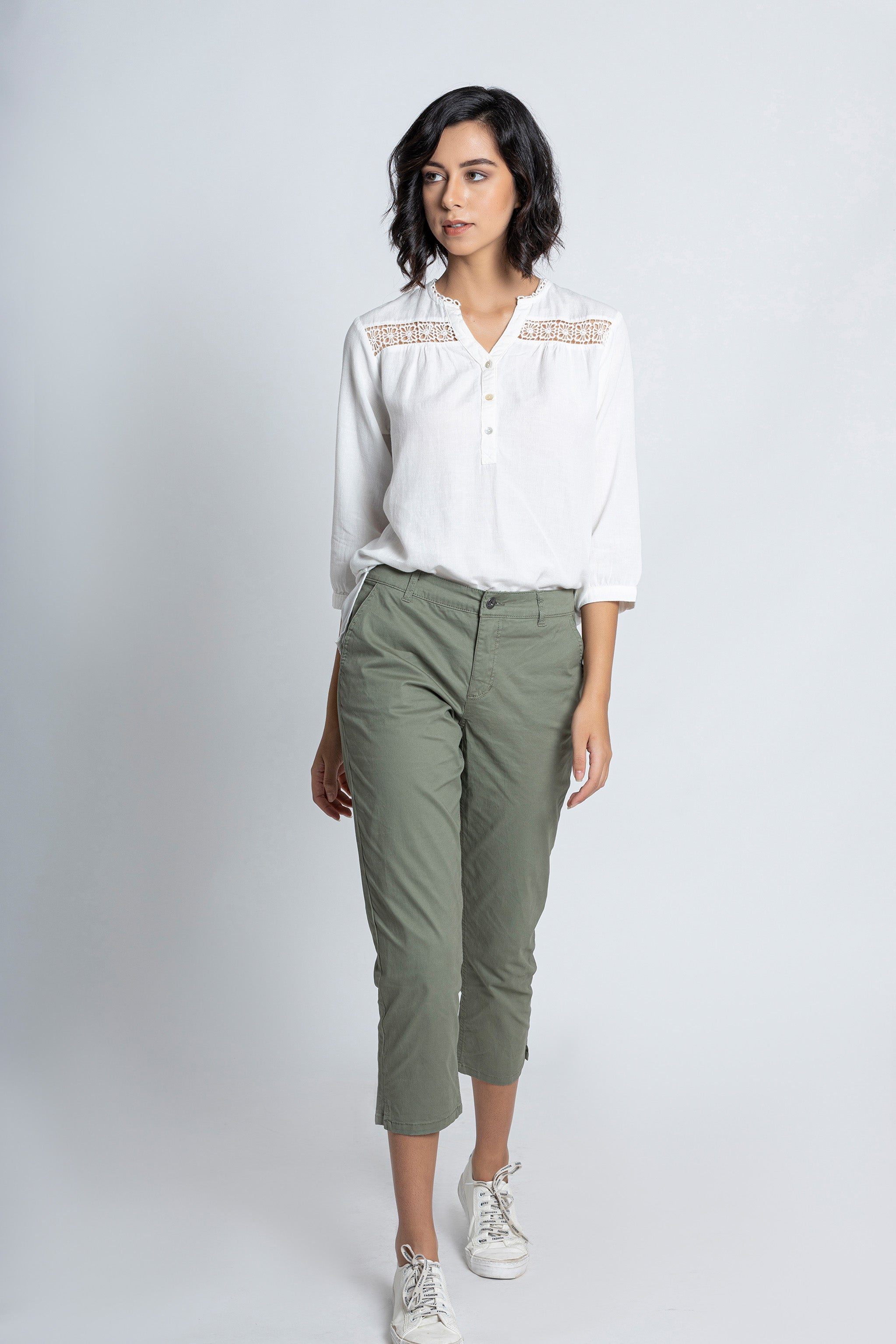 Green Chino Capri