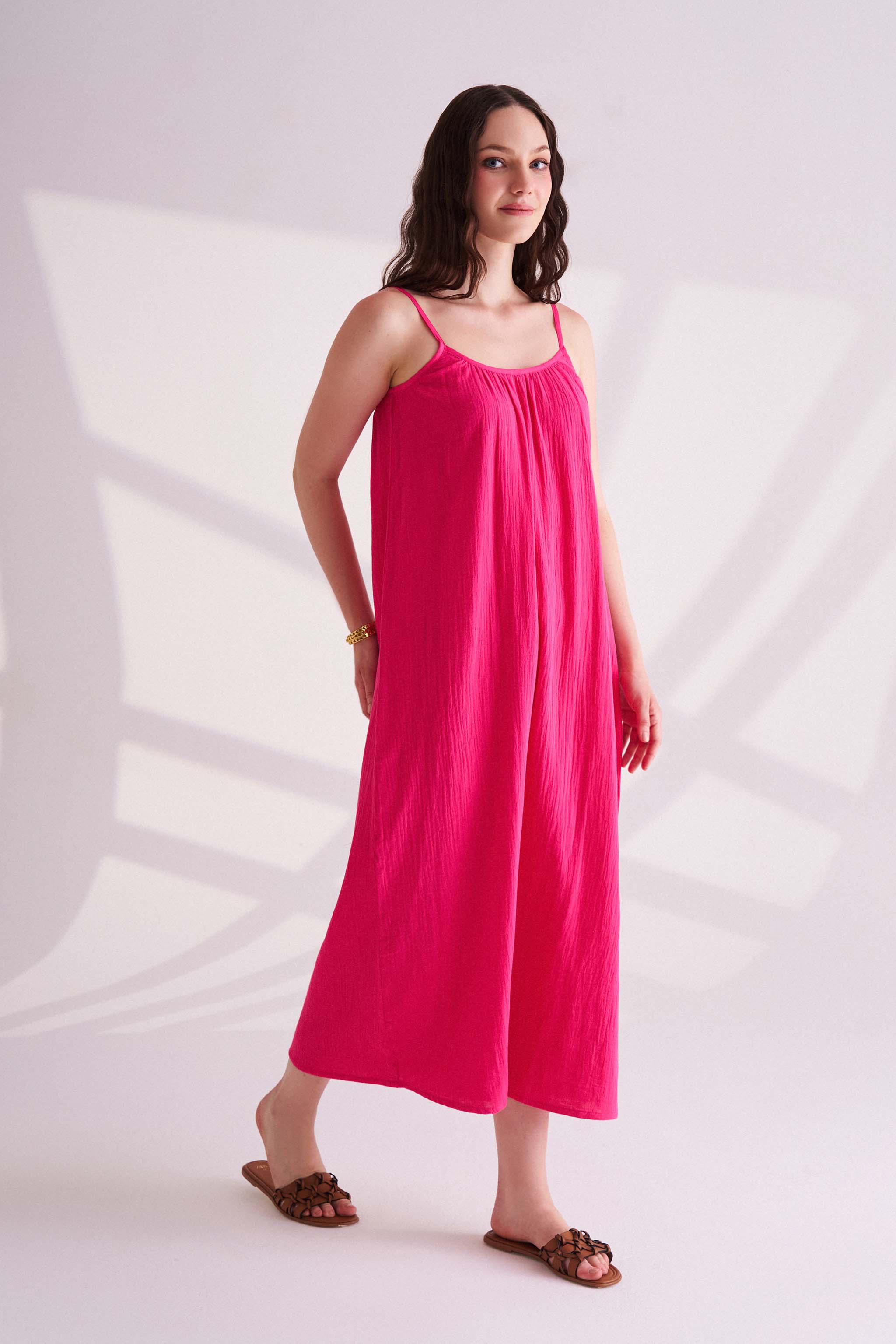 Dark Pink Cotton Slip Dress