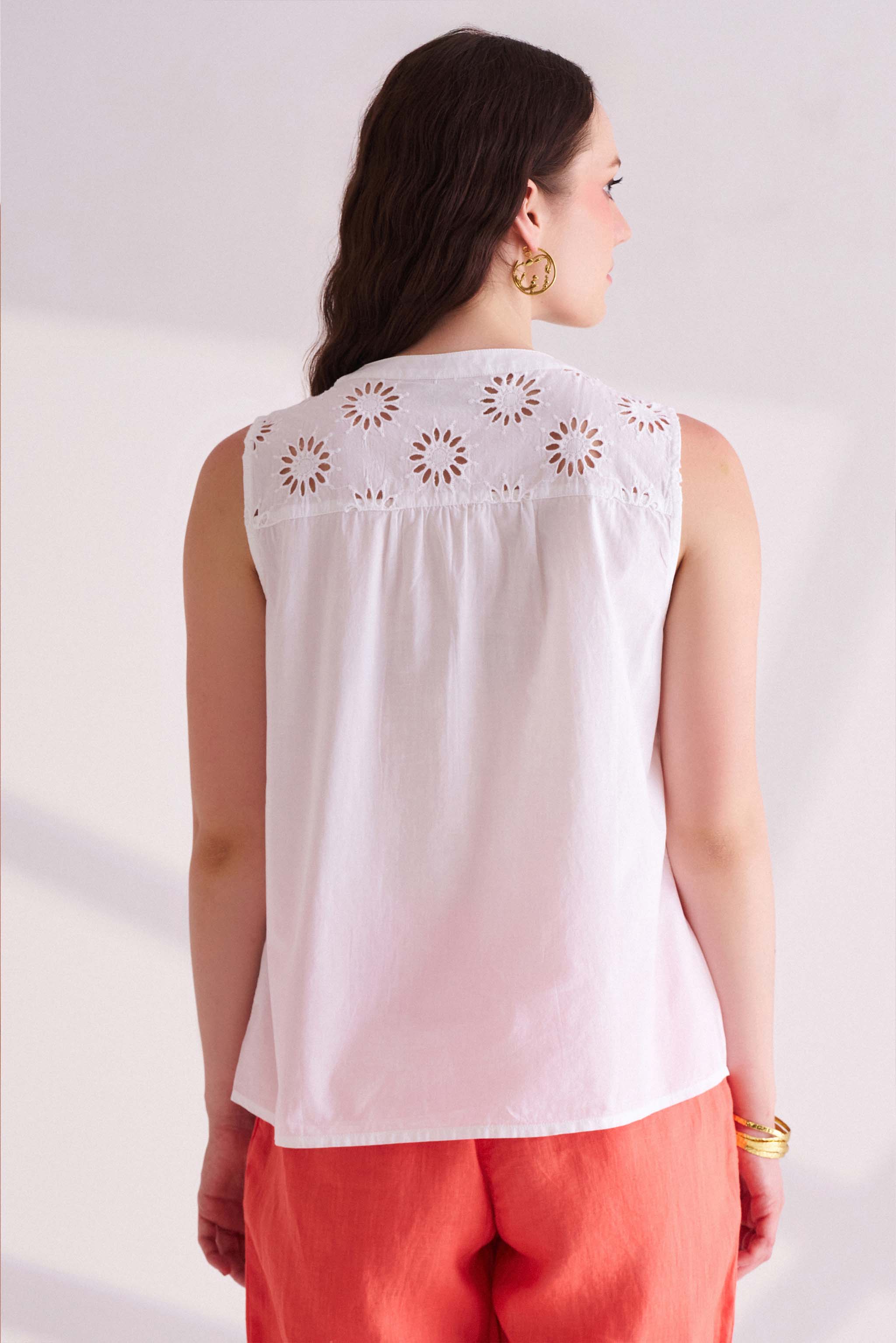 White Cotton Sleeveless Top