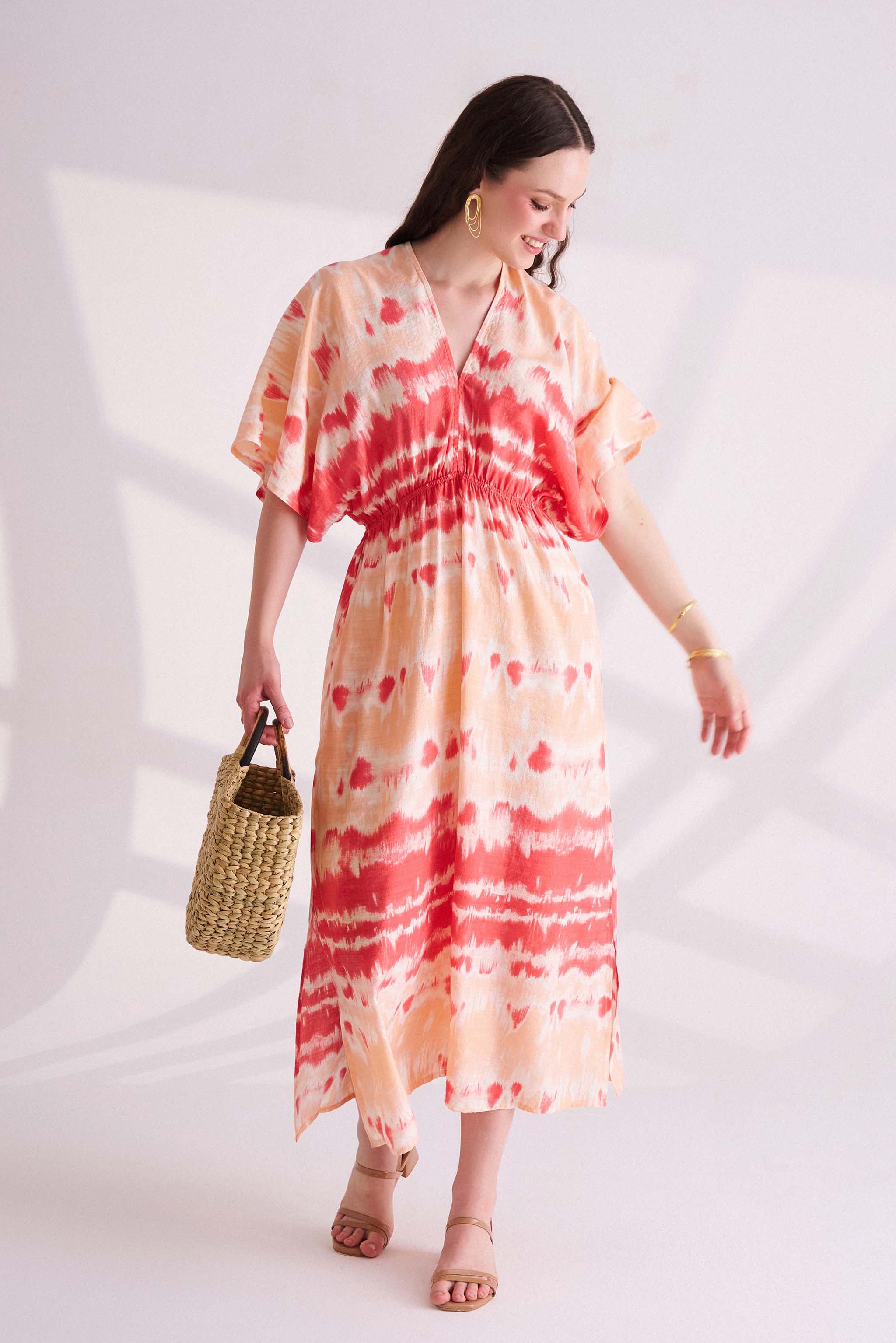 Burnt Orange Tie & Dye Dress