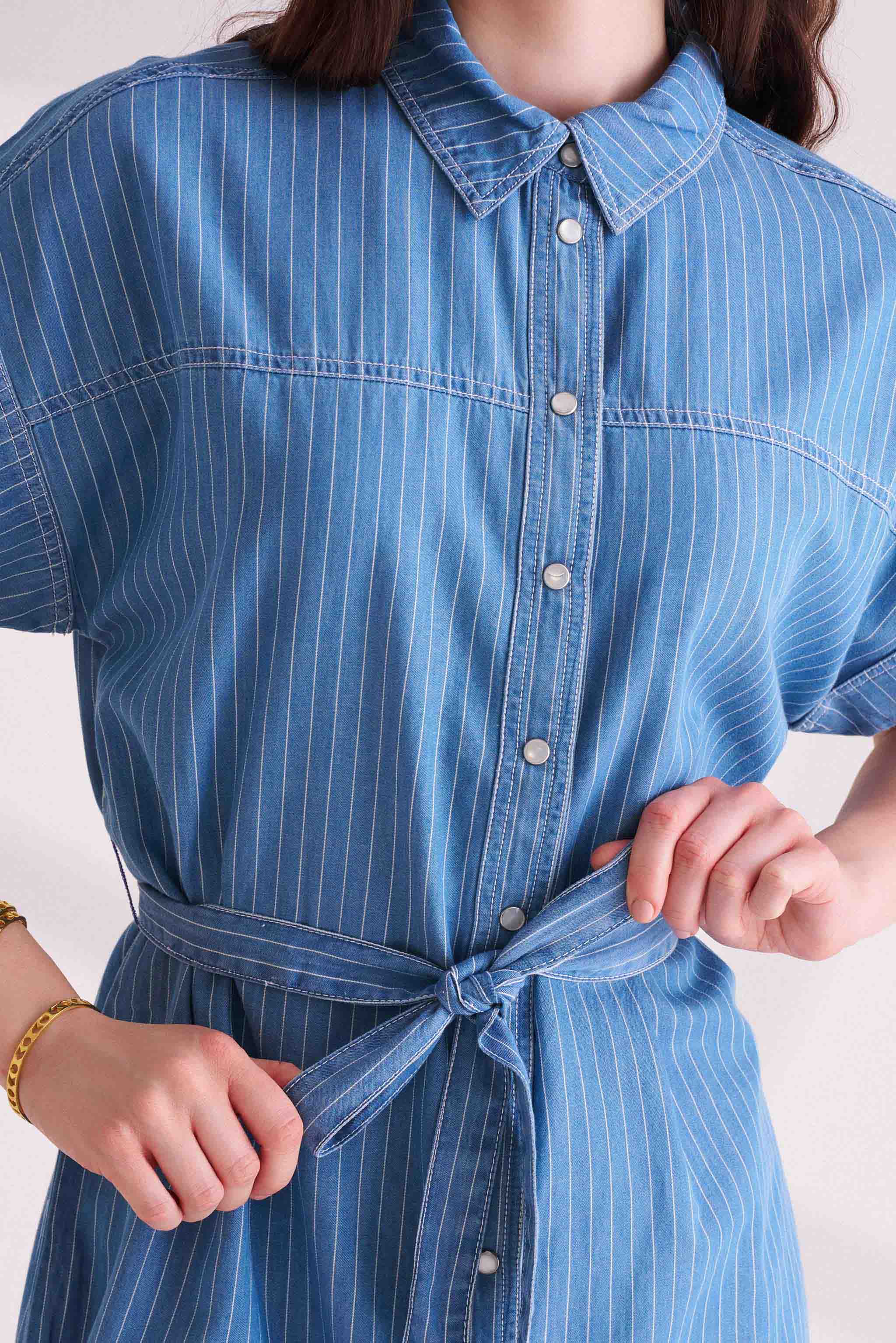 Denim Blue Striped Dress