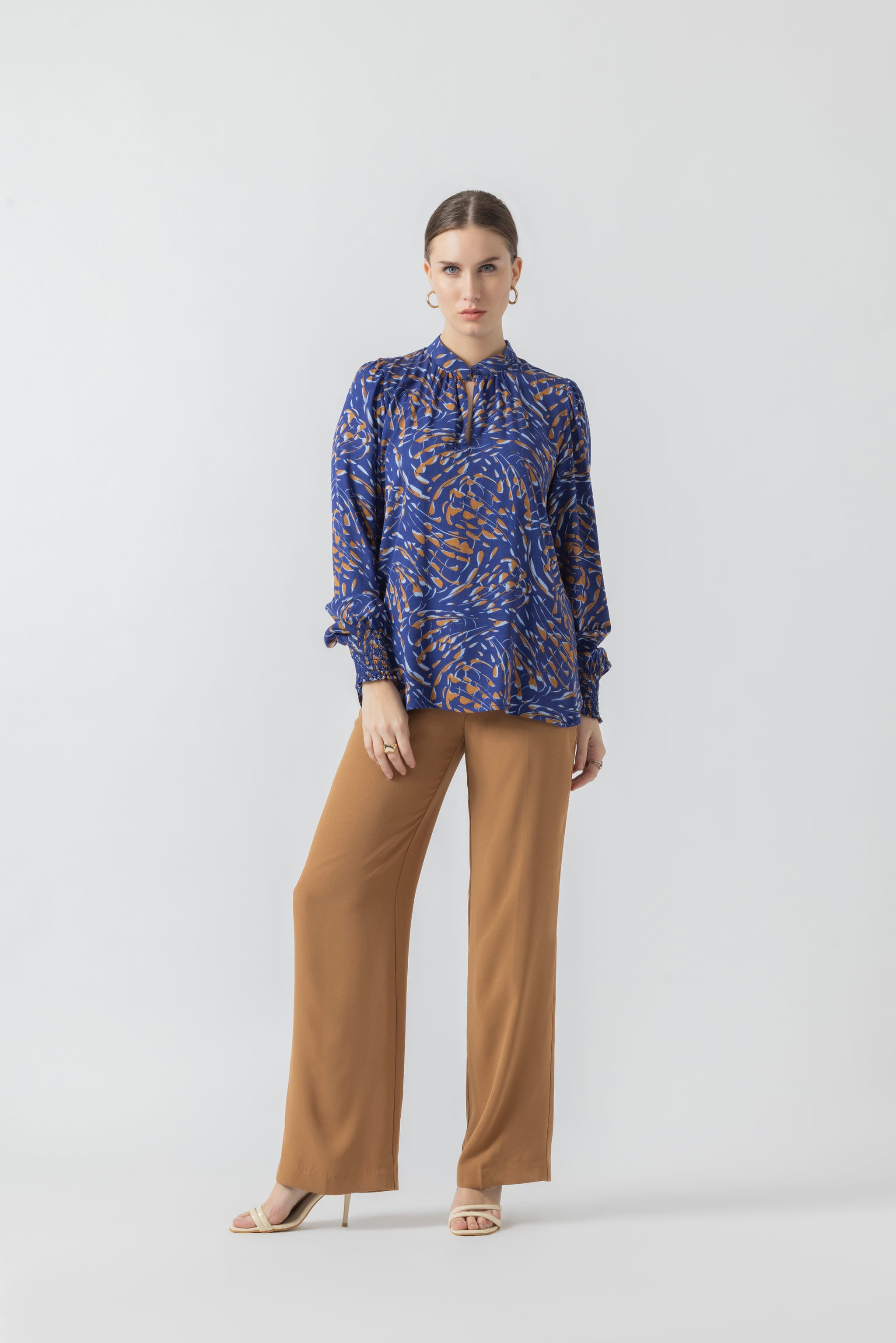 Beacon Blue Printed Blouse