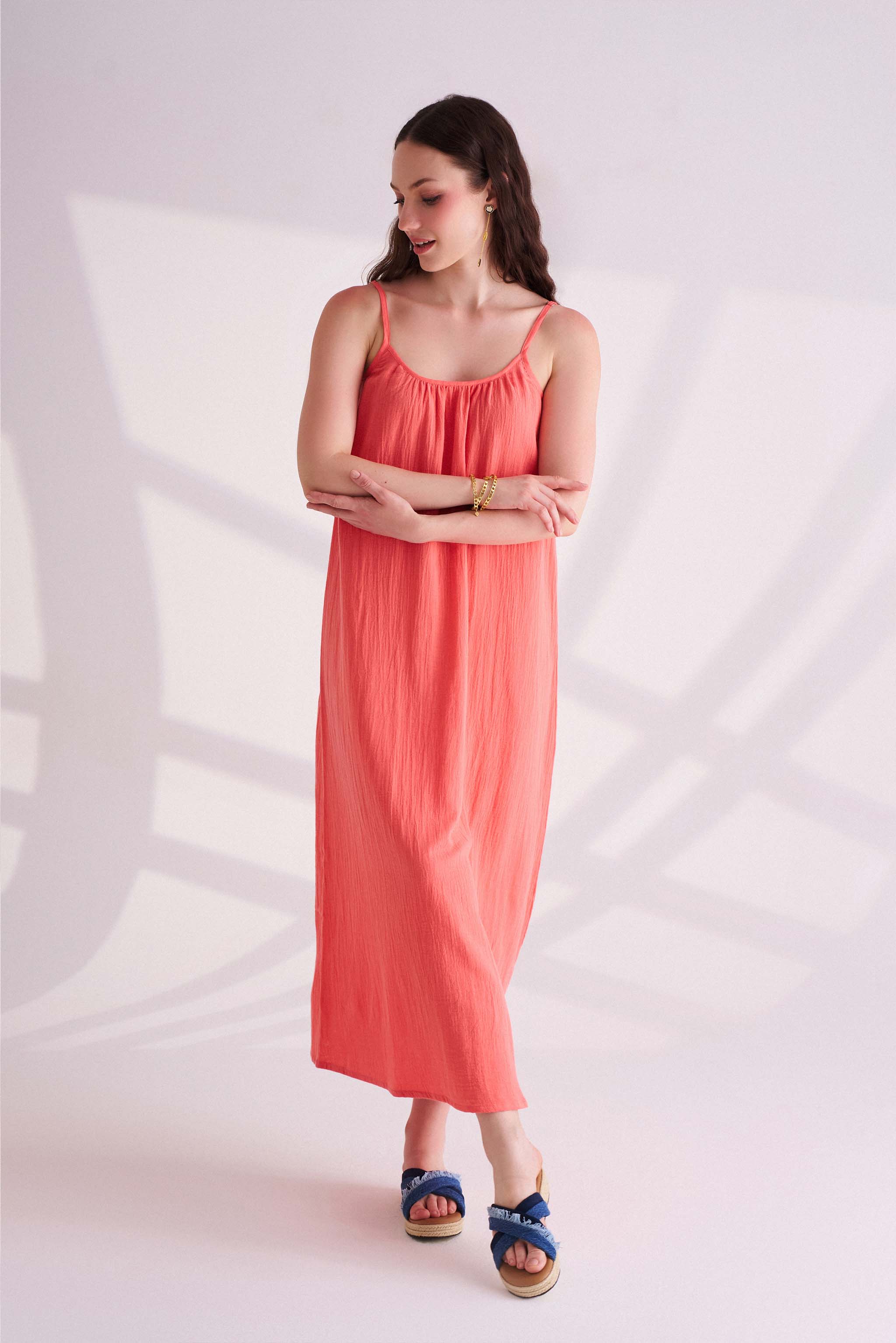 Orange Cotton Slip Dress