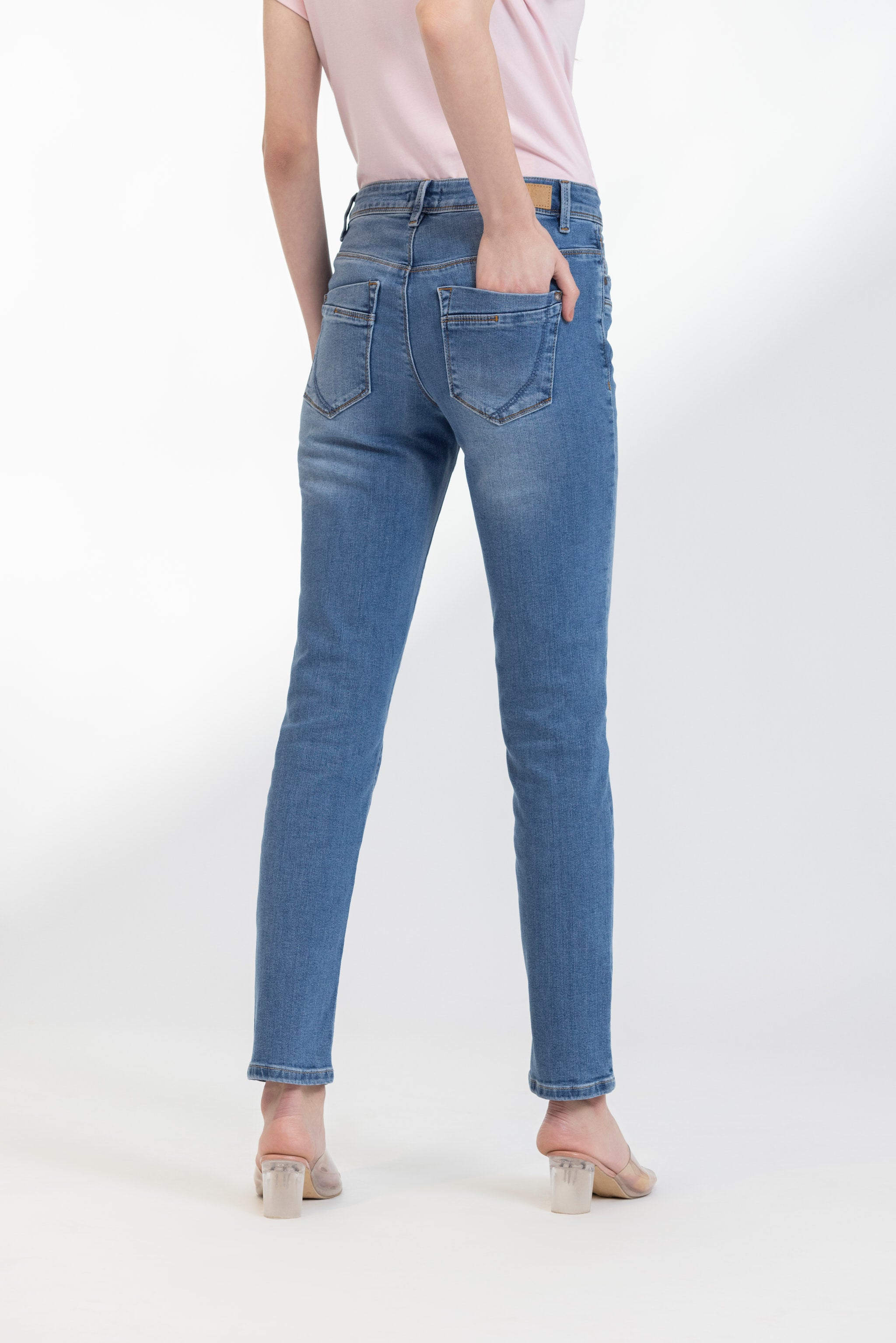 Light Blue Straight Leg Denim Jeans