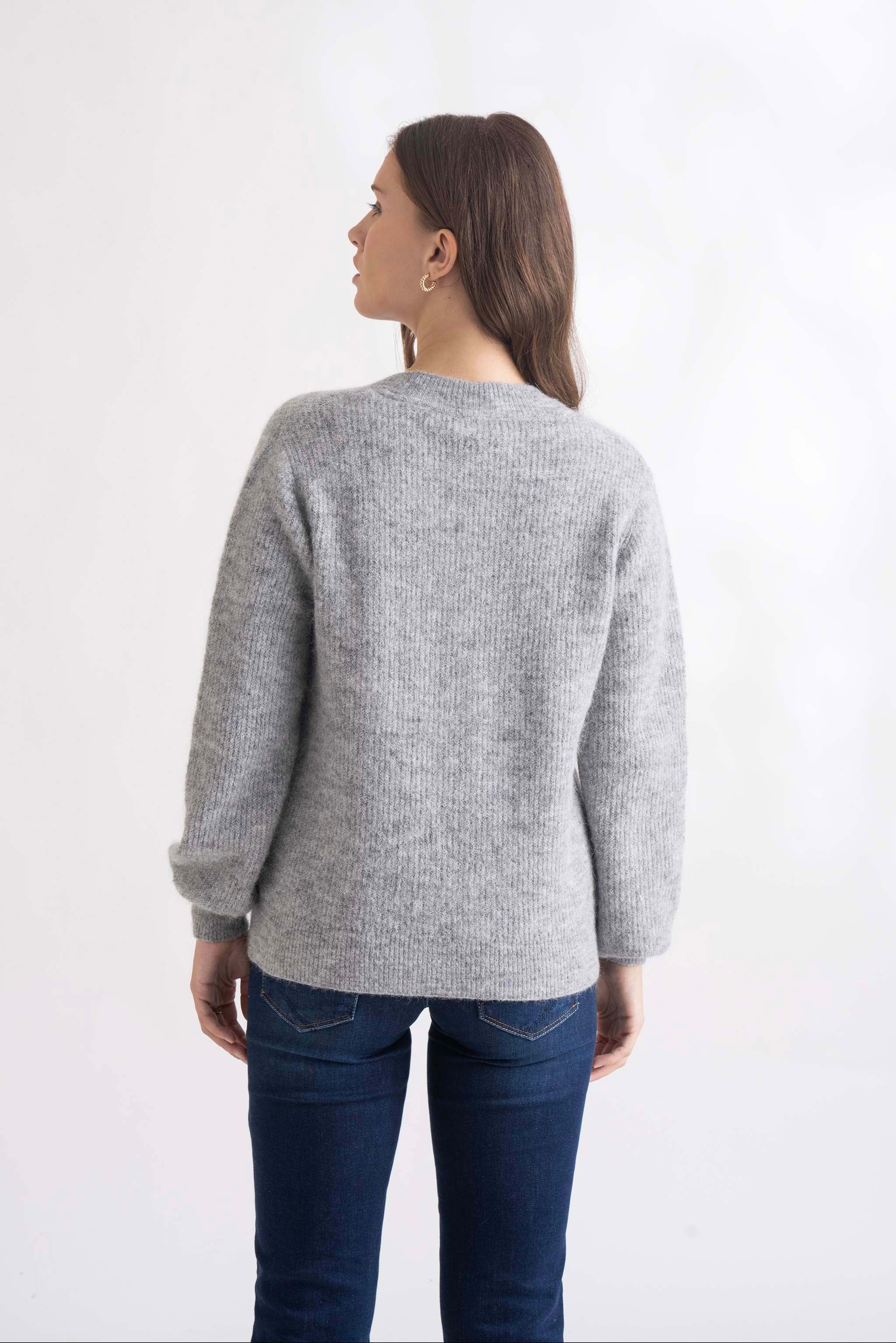 Light Grey Melange Cardigan Heavy