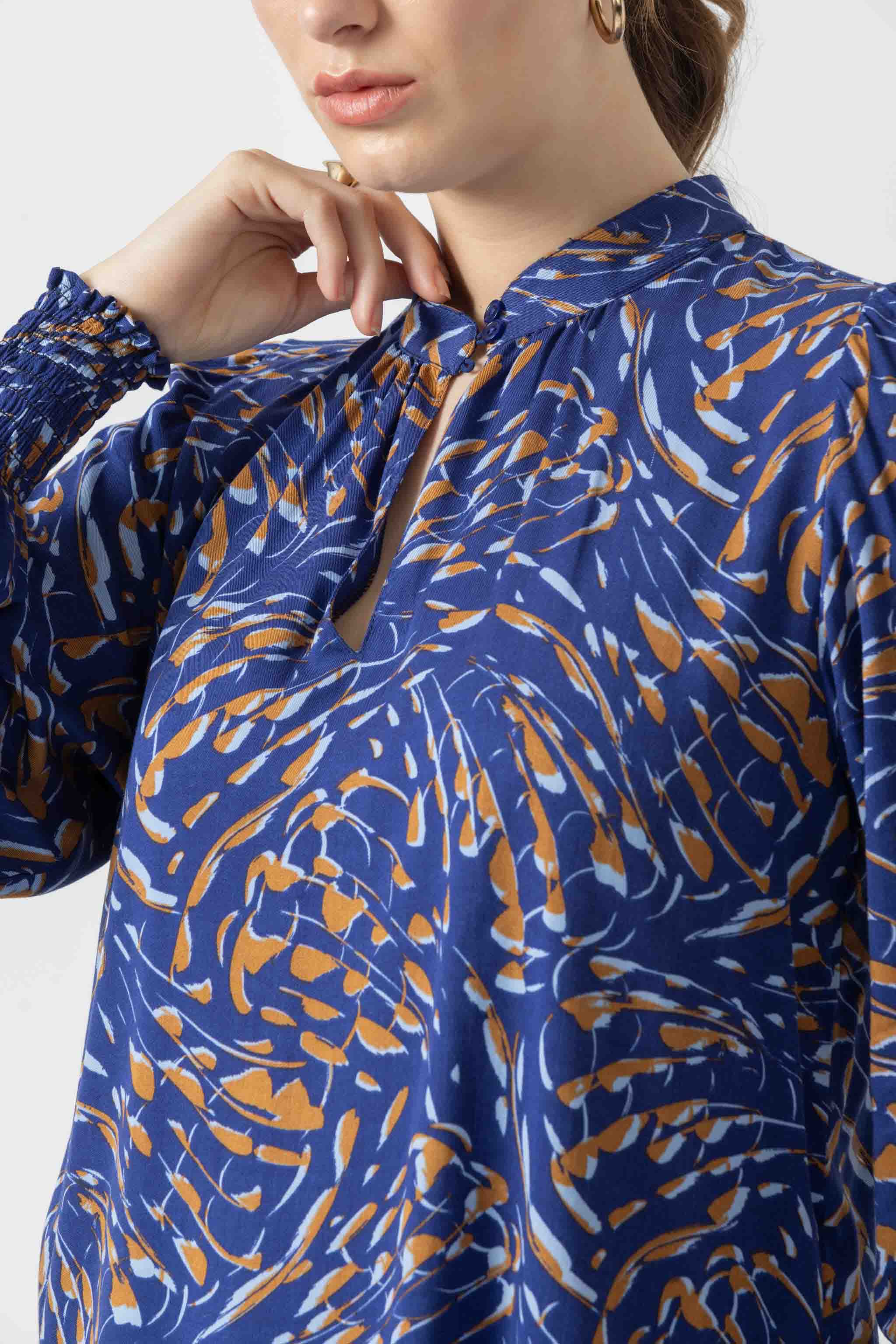 Beacon Blue Printed Blouse