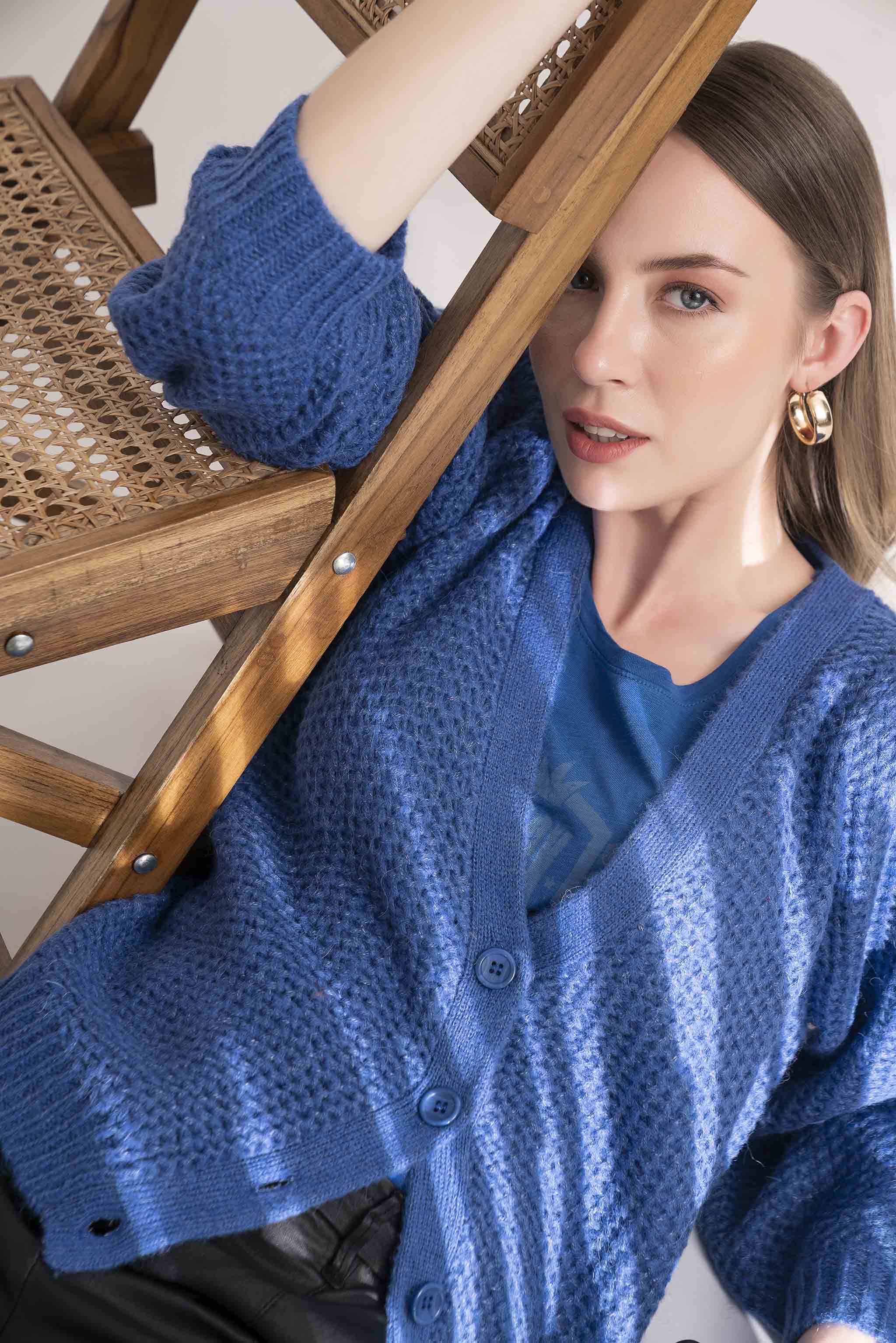 Galaxy Blue Buttoned Cardigan