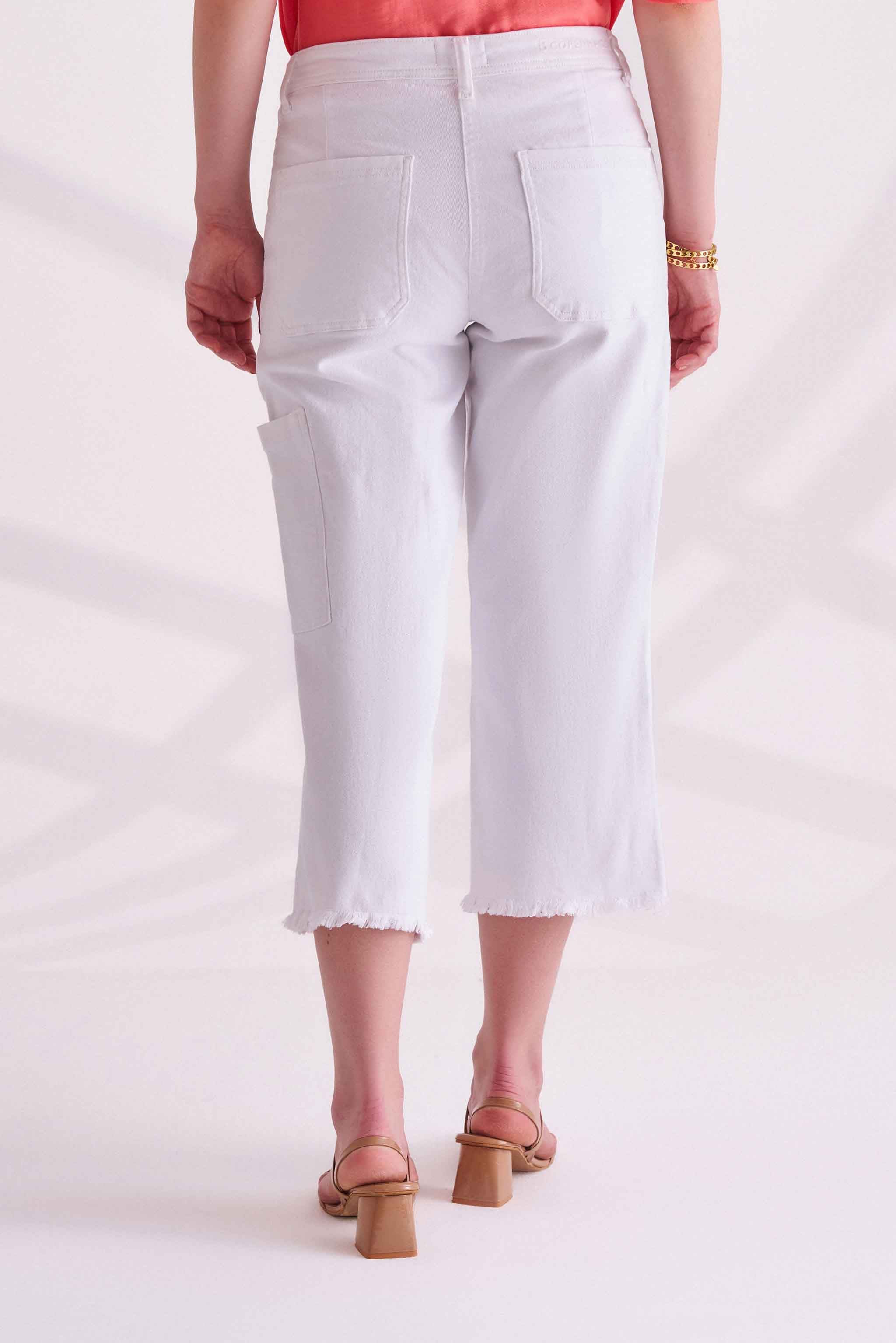 White Cotton Capri Pants