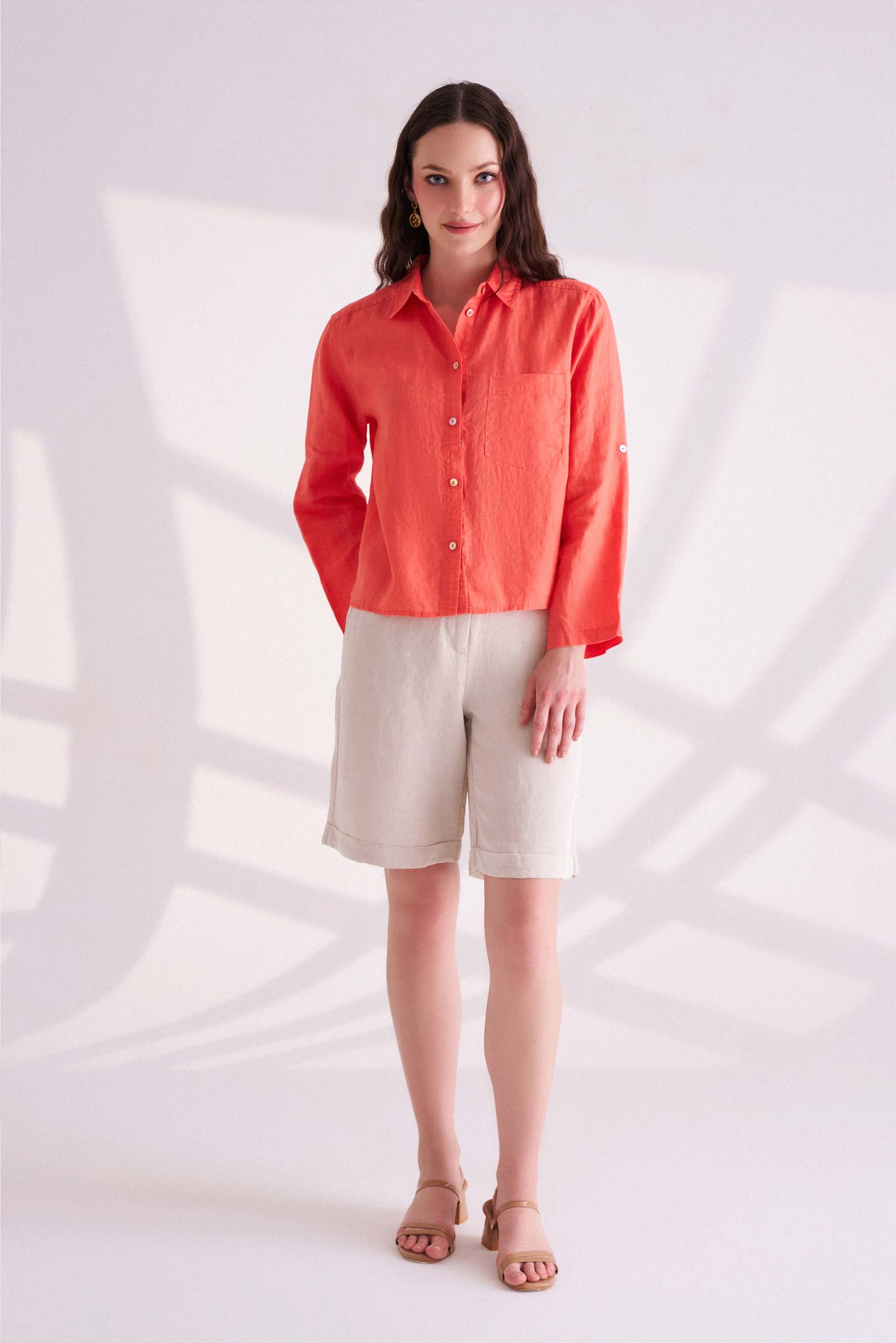 Orange Linen Shirt