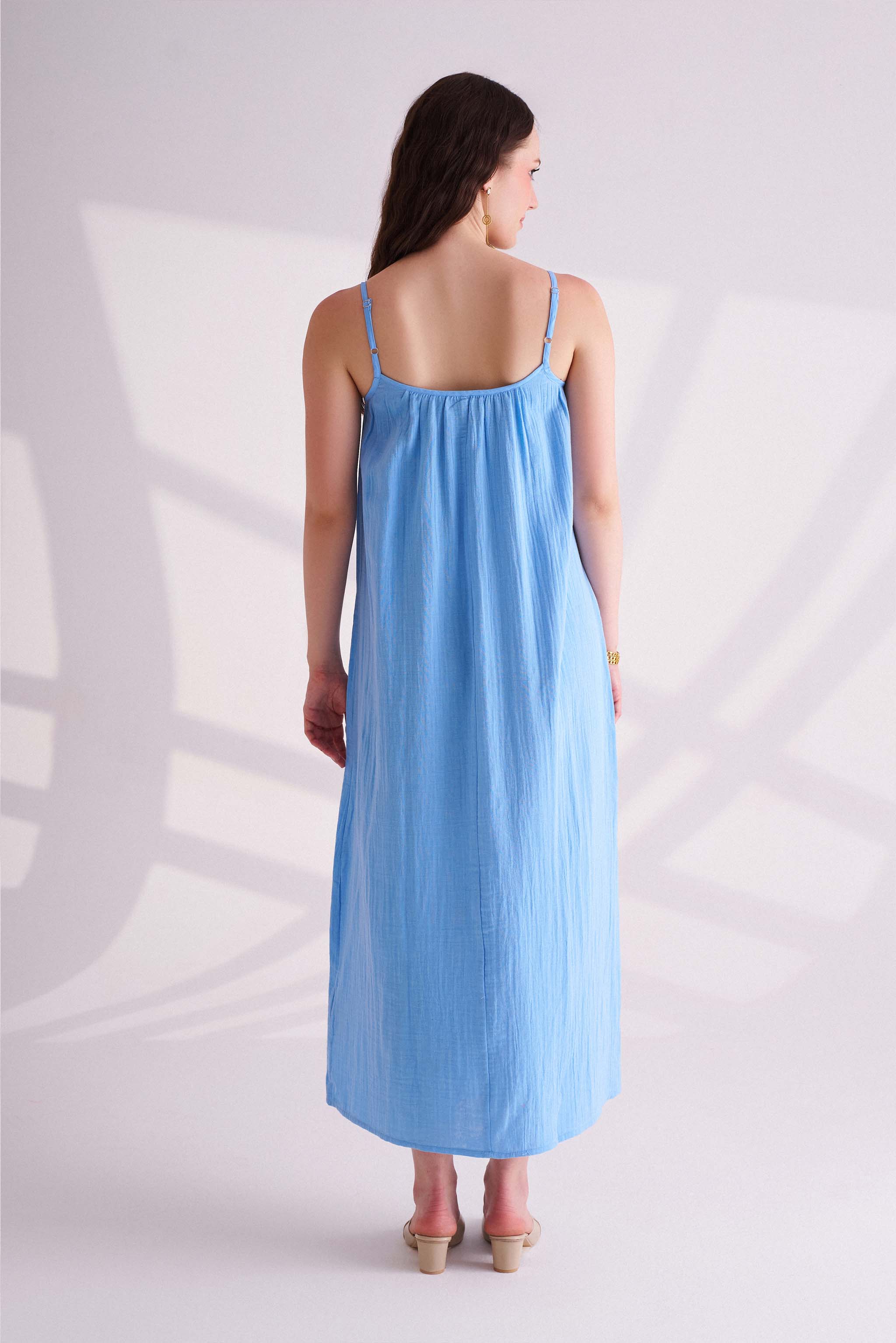 Blue Cotton Slip Dress