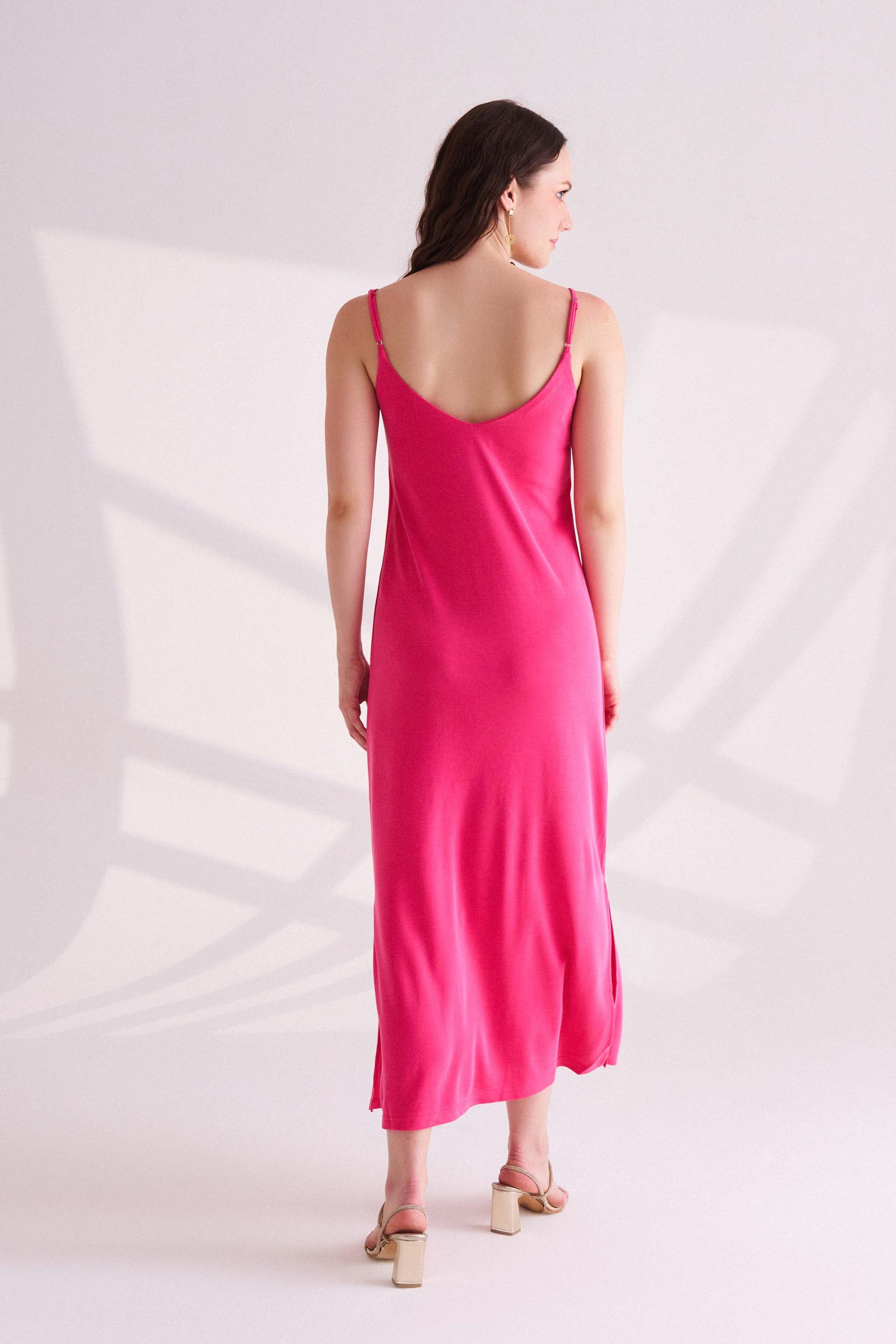 Dark Pink Slip Midi Dress