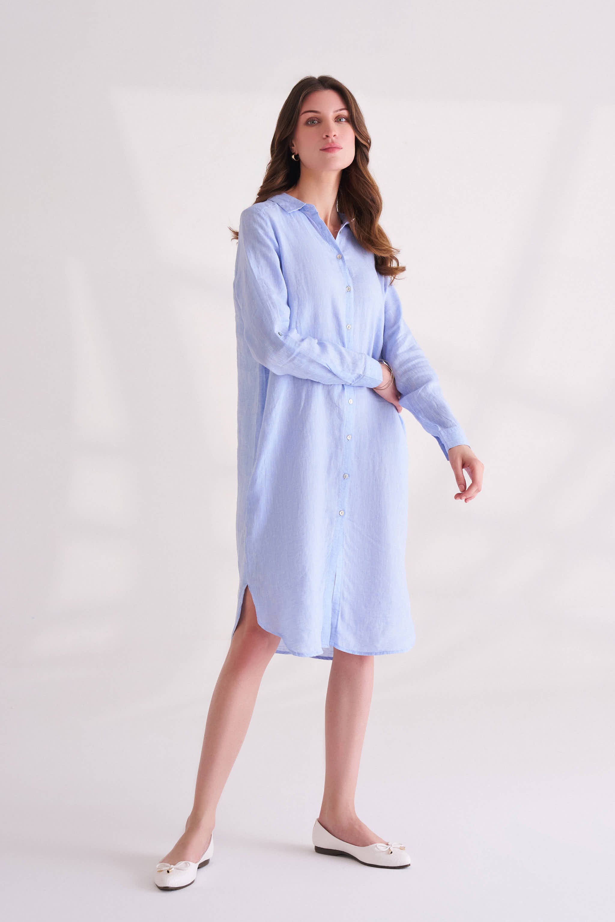 Chambray Blue Linen Dress