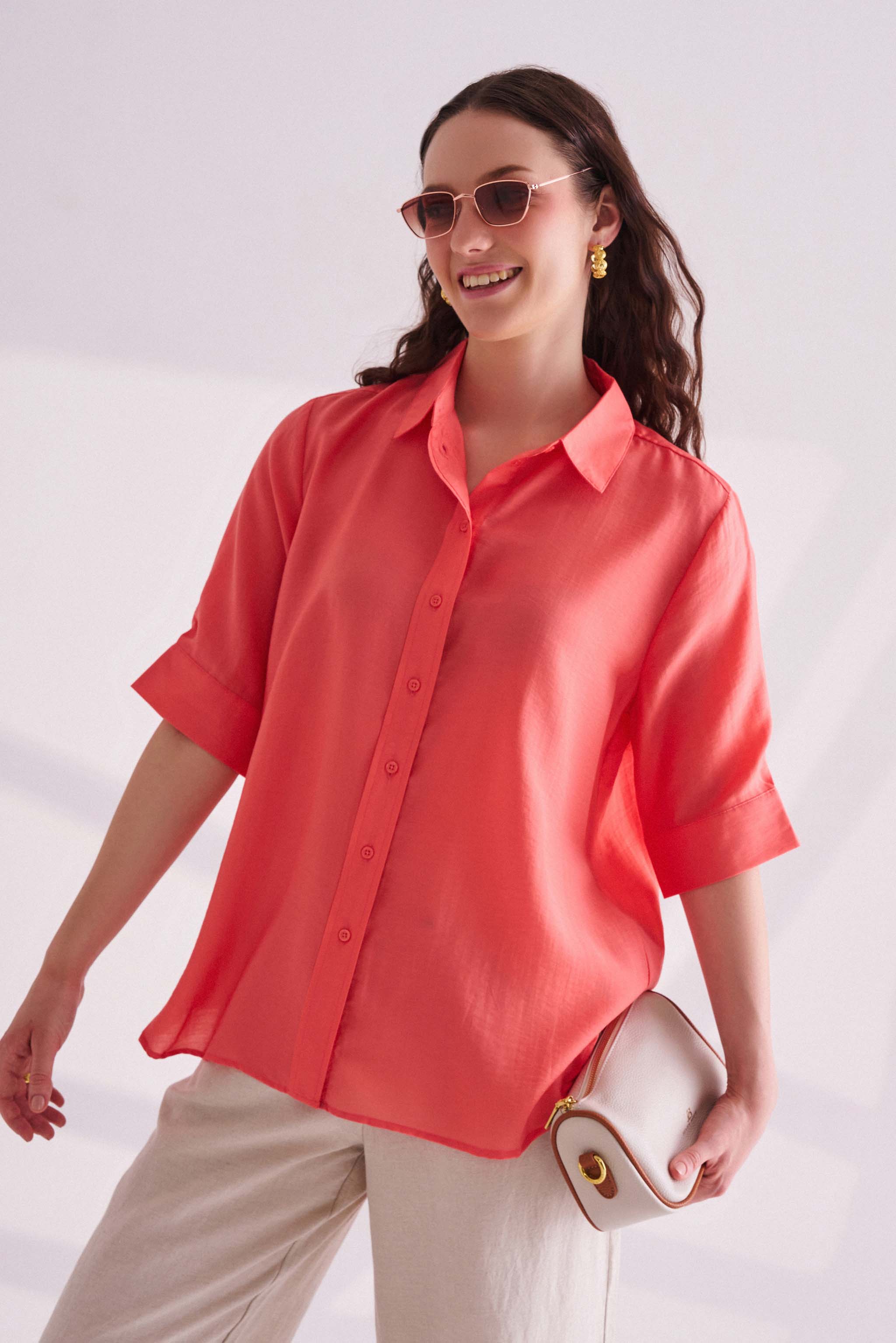 Orange Half Sleeves Shirt