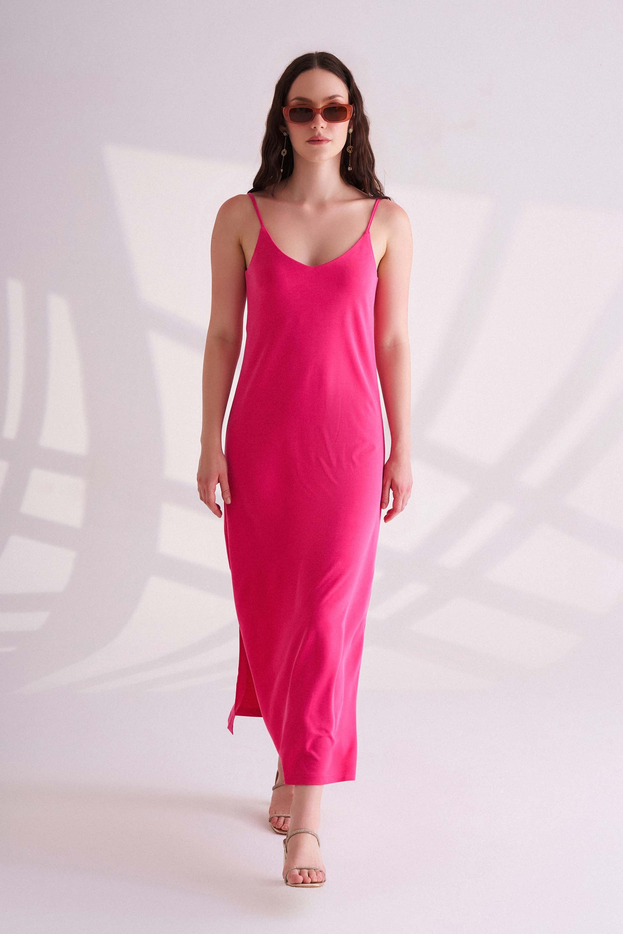 Dark Pink Slip Midi Dress