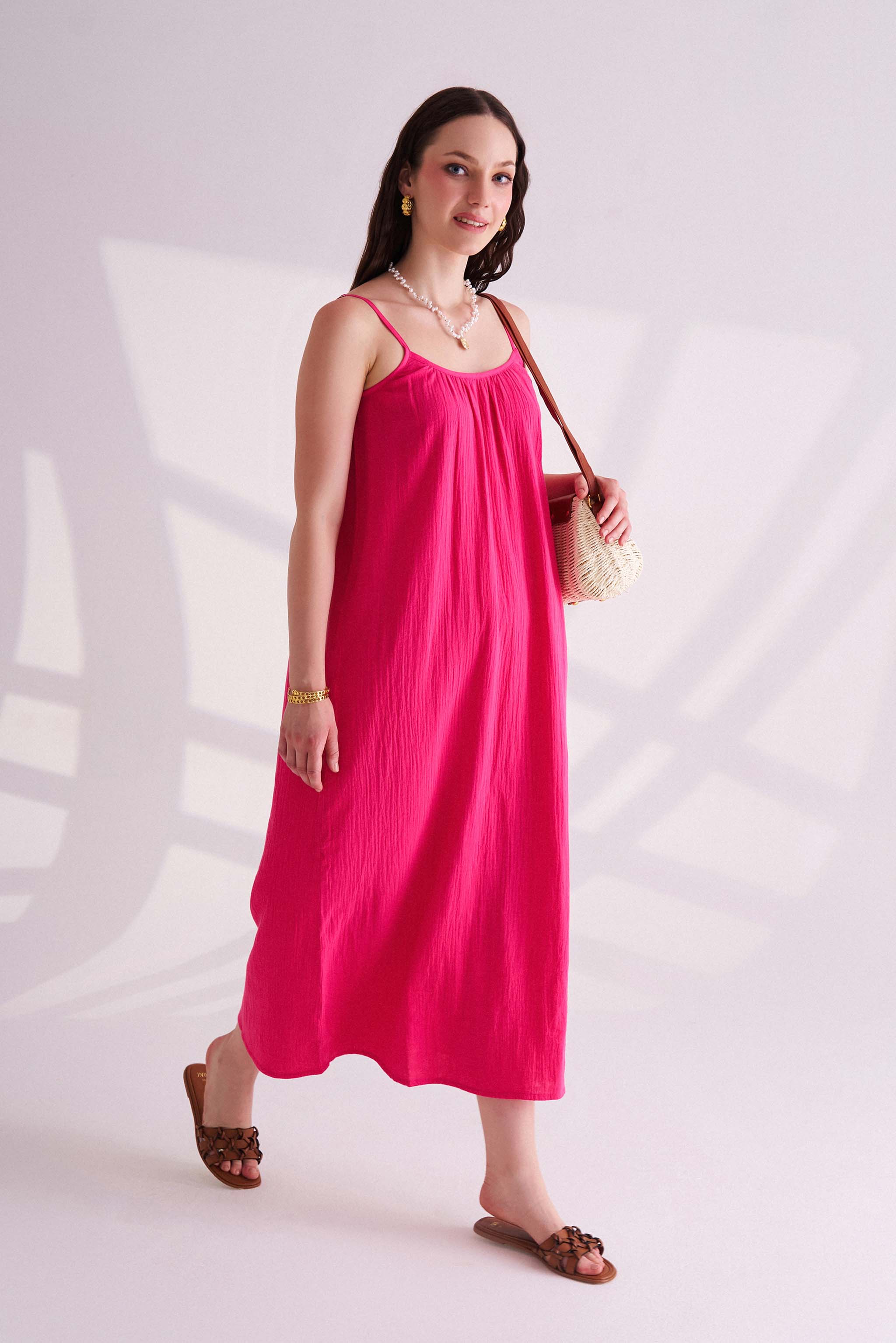 Dark Pink Cotton Slip Dress