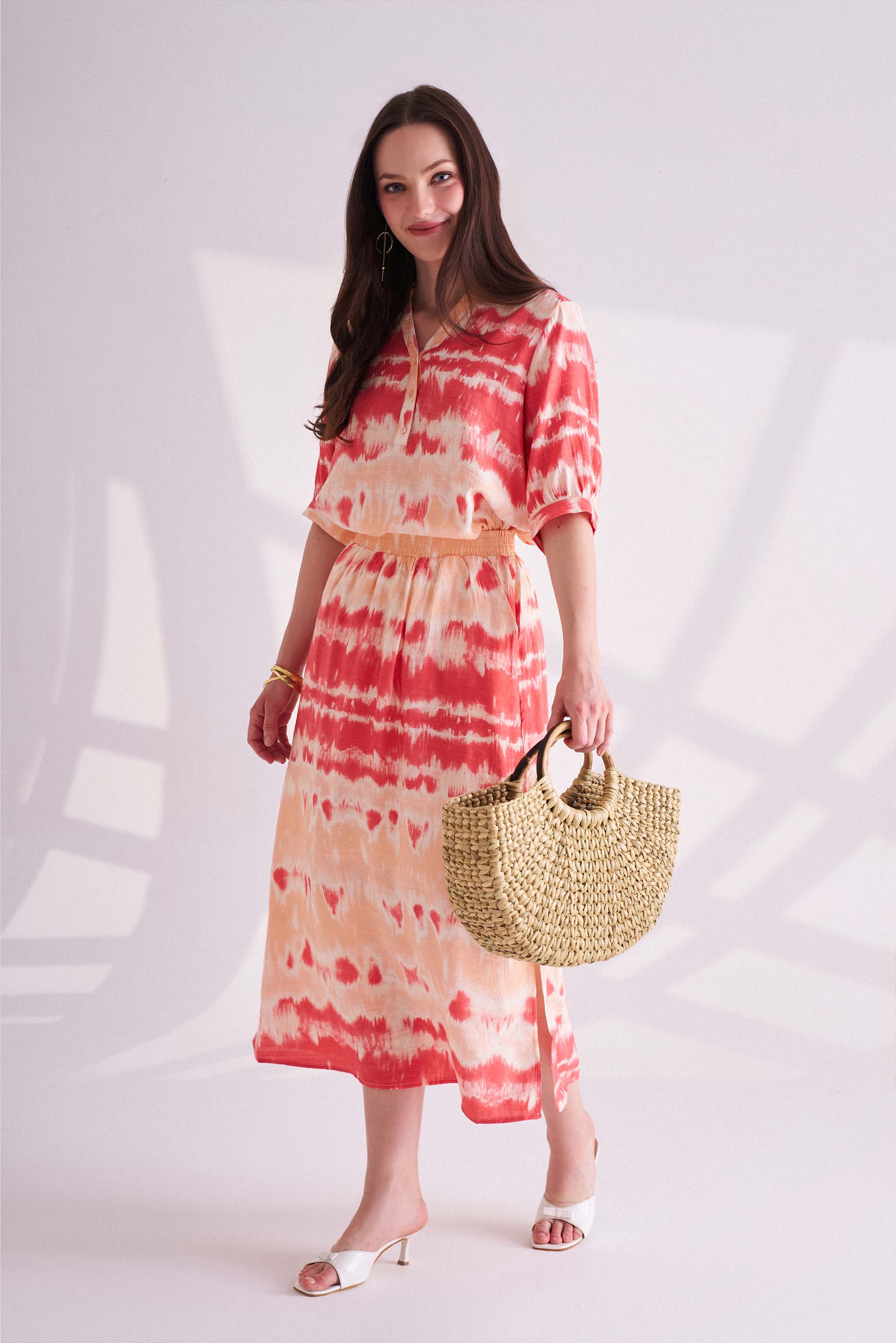 Burnt Orange Tie & Dye Skirt