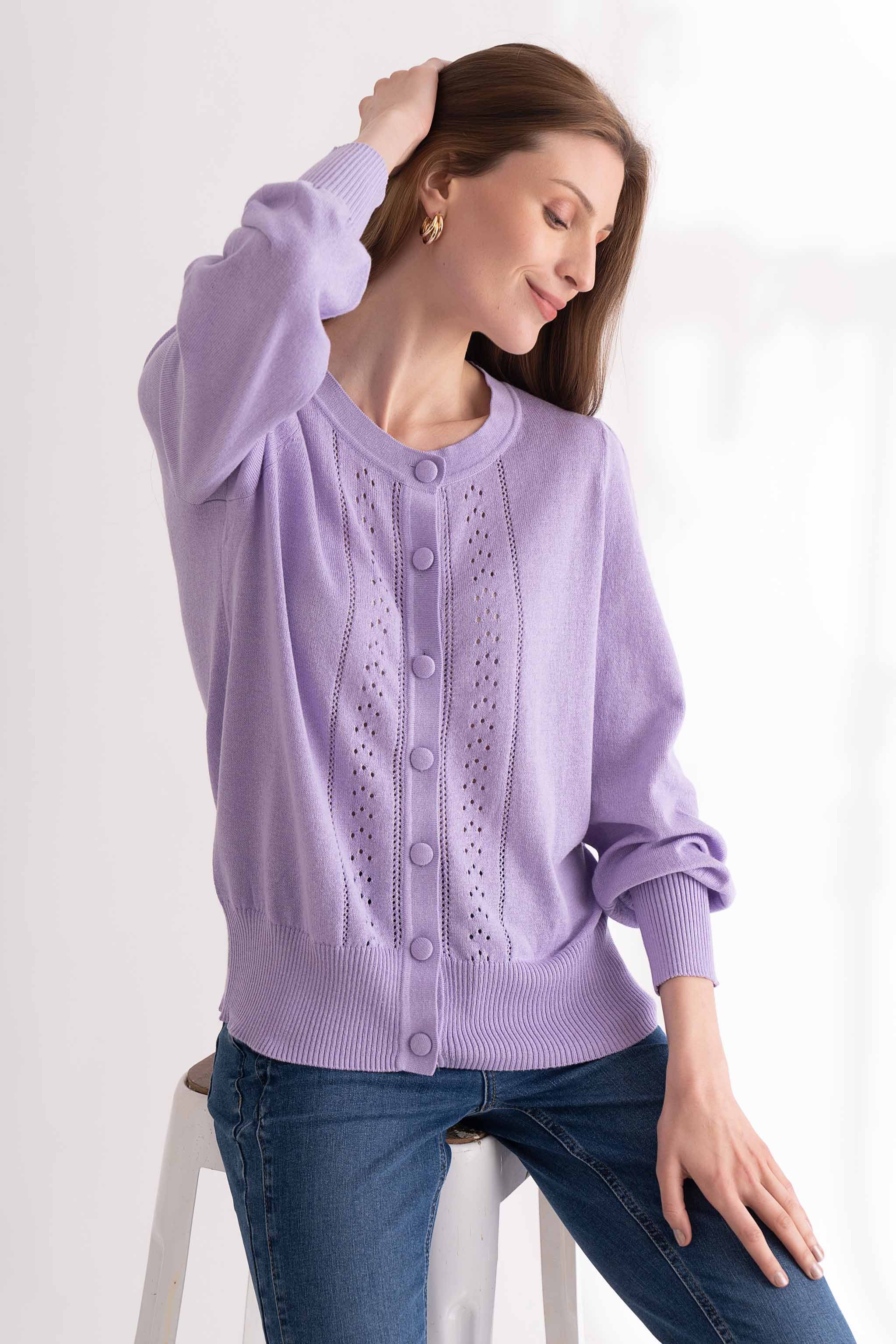 Purple Rose Buttoned Cardigan Light