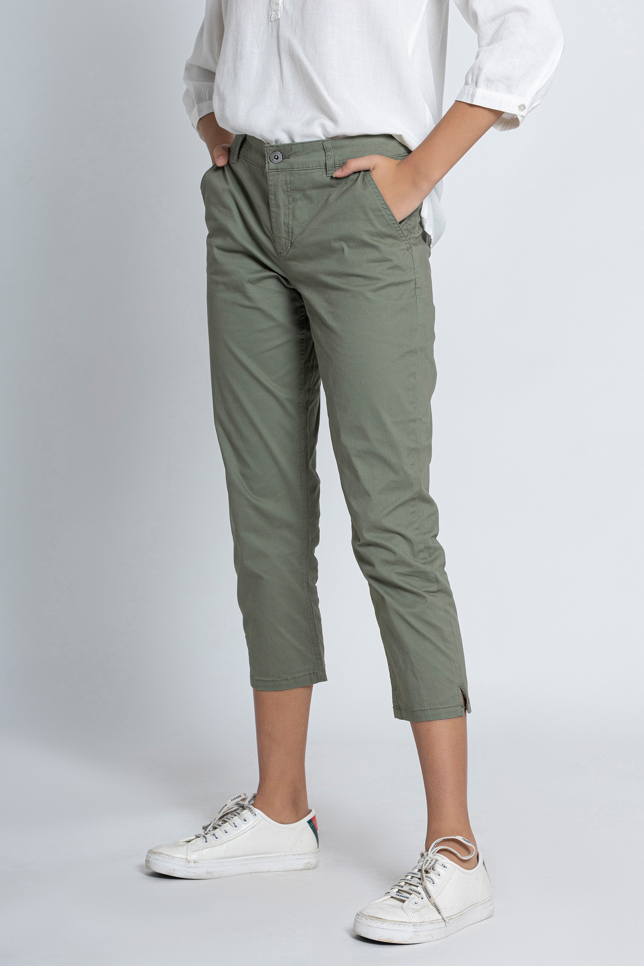 Green Chino Capri
