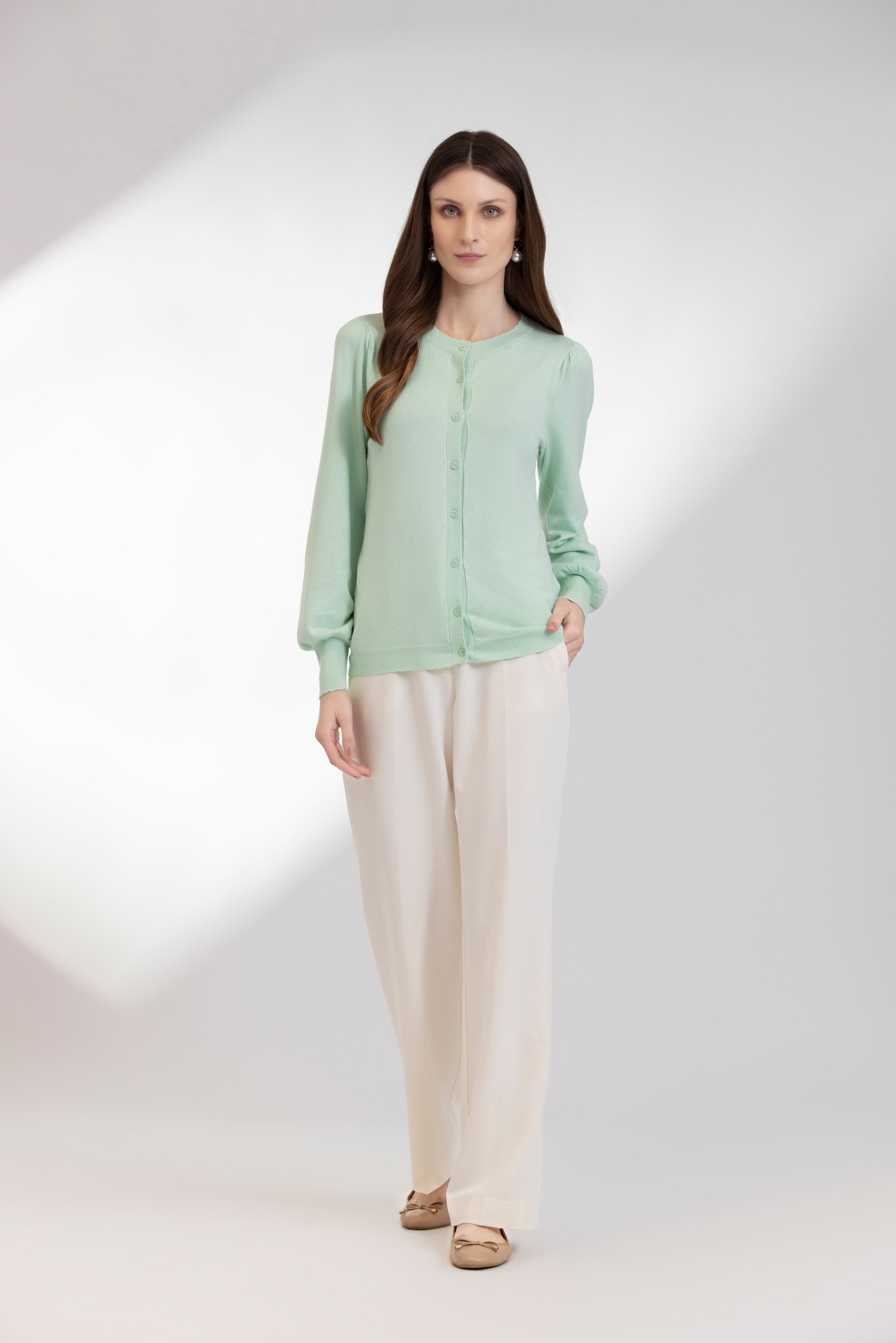 Mist Green Light Knit Cardigan