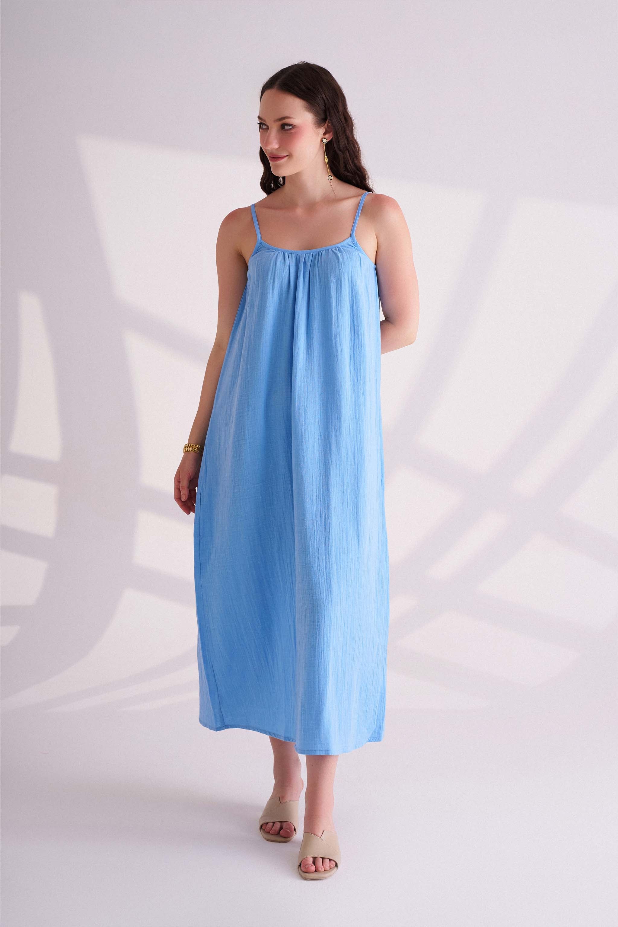 Blue Cotton Slip Dress