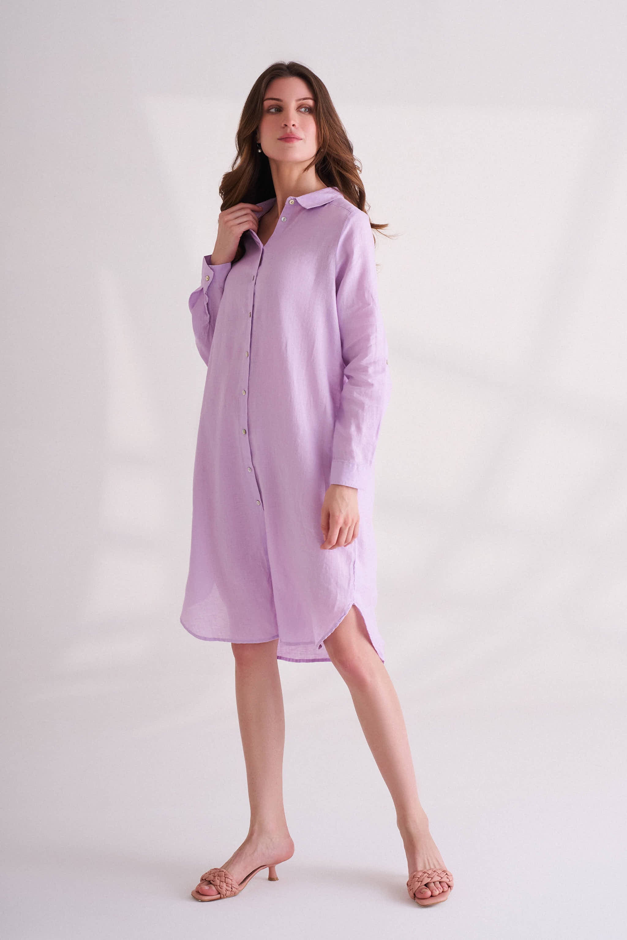 Orchid Bloom Linen Dress