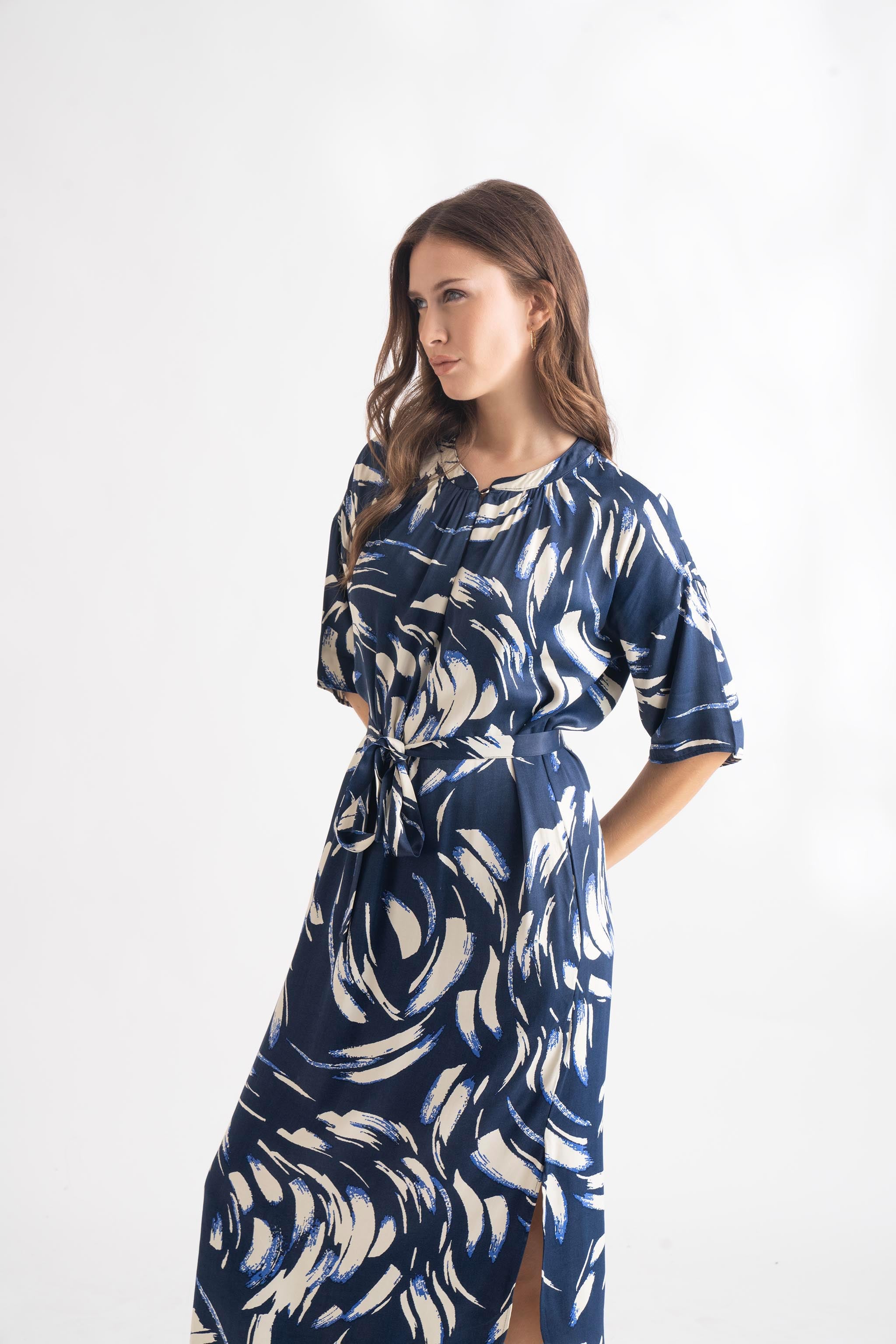 Navy Printed Dress