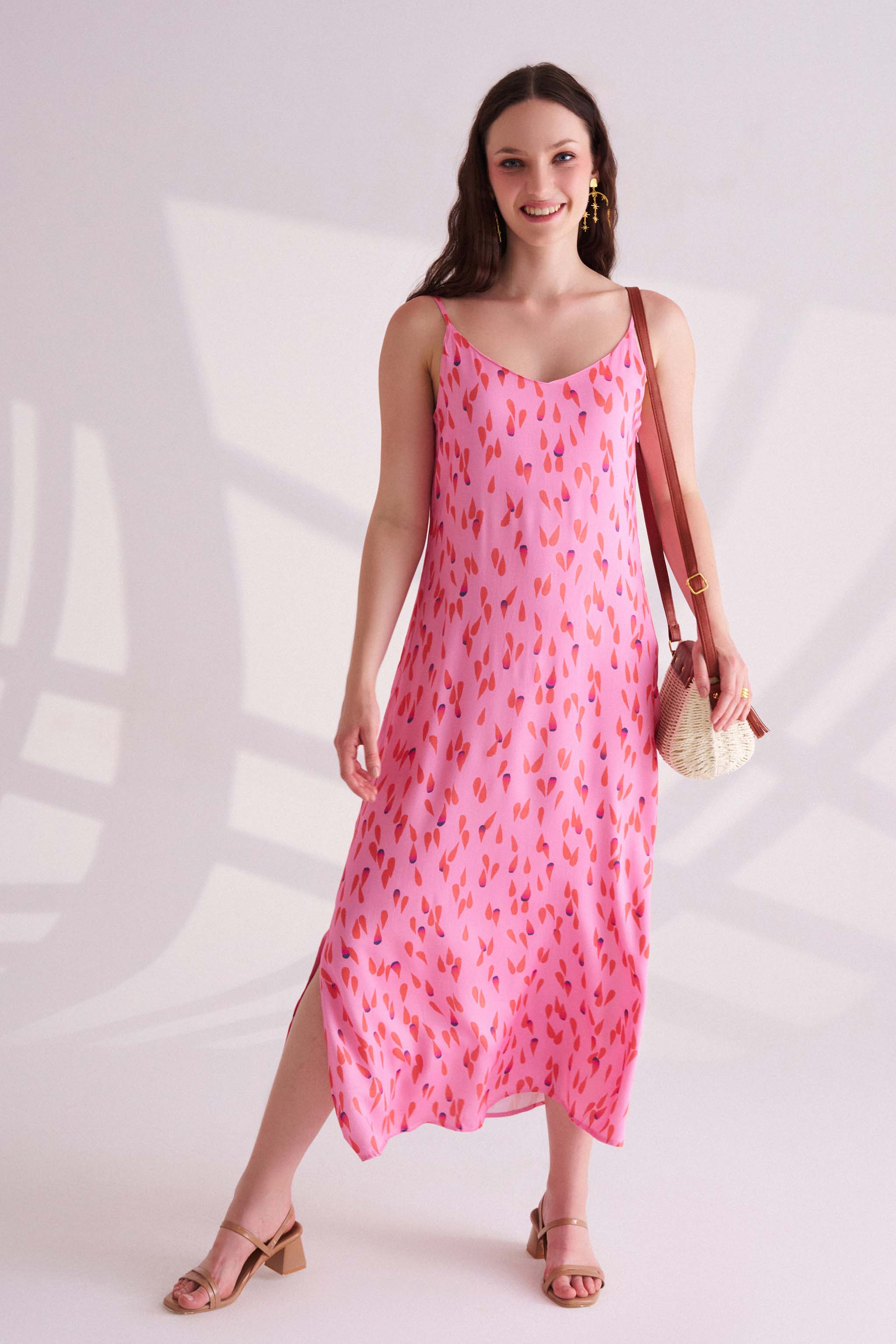 Light Pink Printed Slip Dress