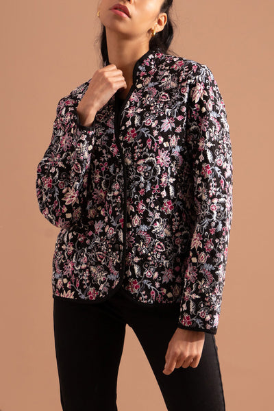 Black mix Floral Printed Jacket