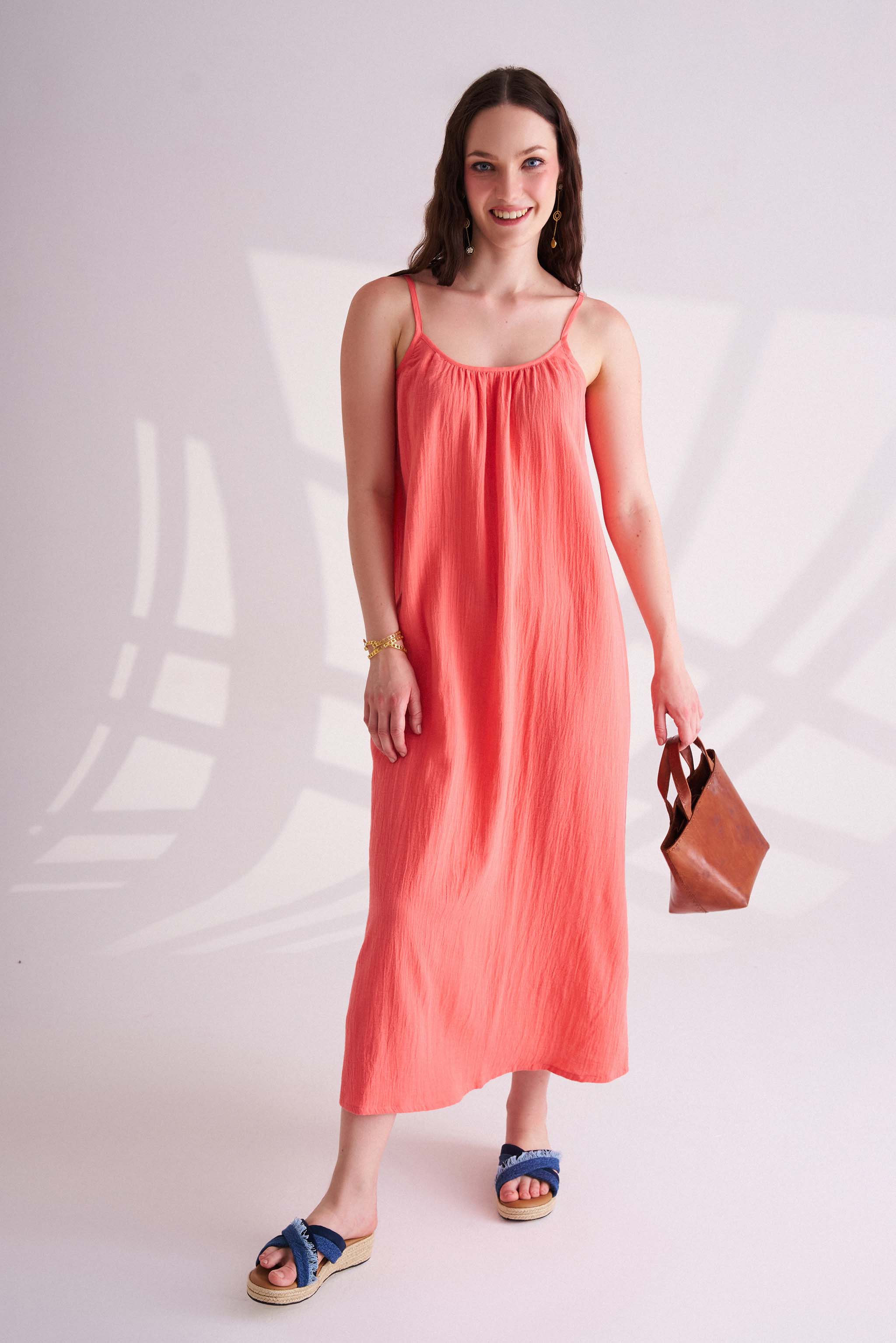 Orange Cotton Slip Dress