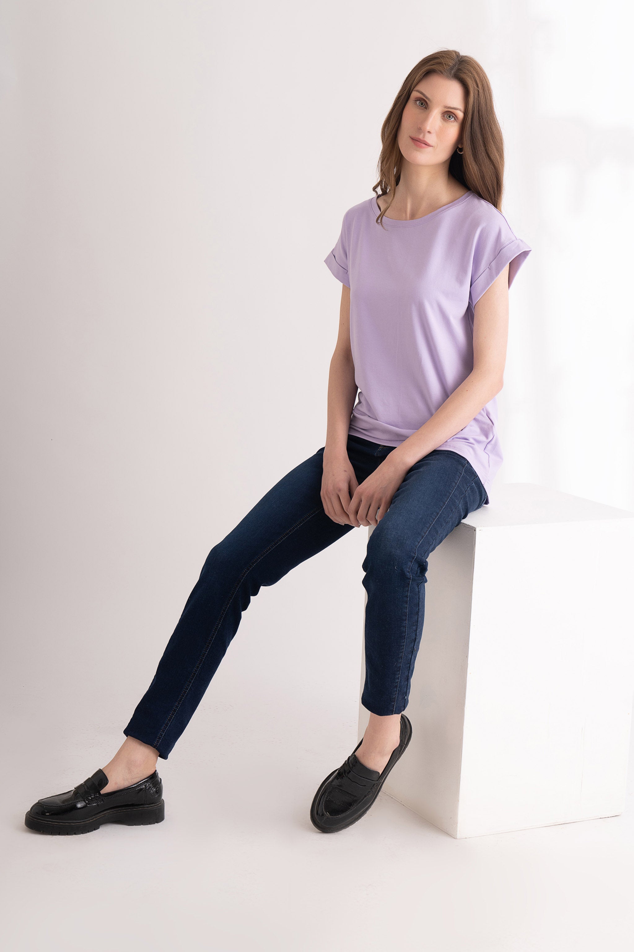 Purple Rose T-shirt with cap sleeve