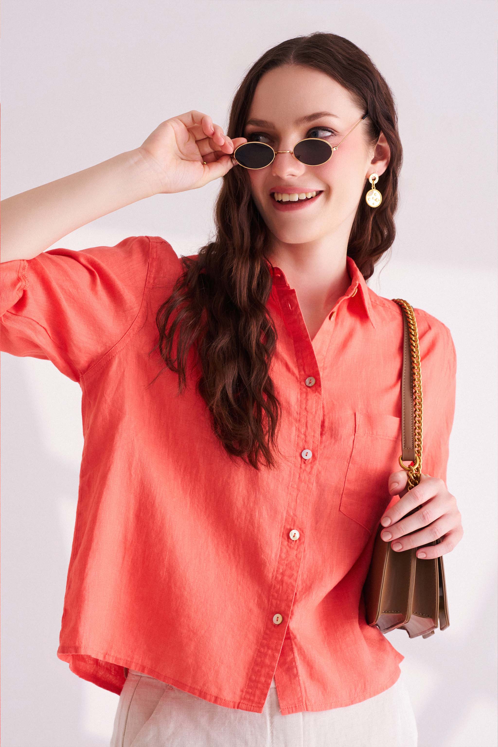 Orange Linen Shirt