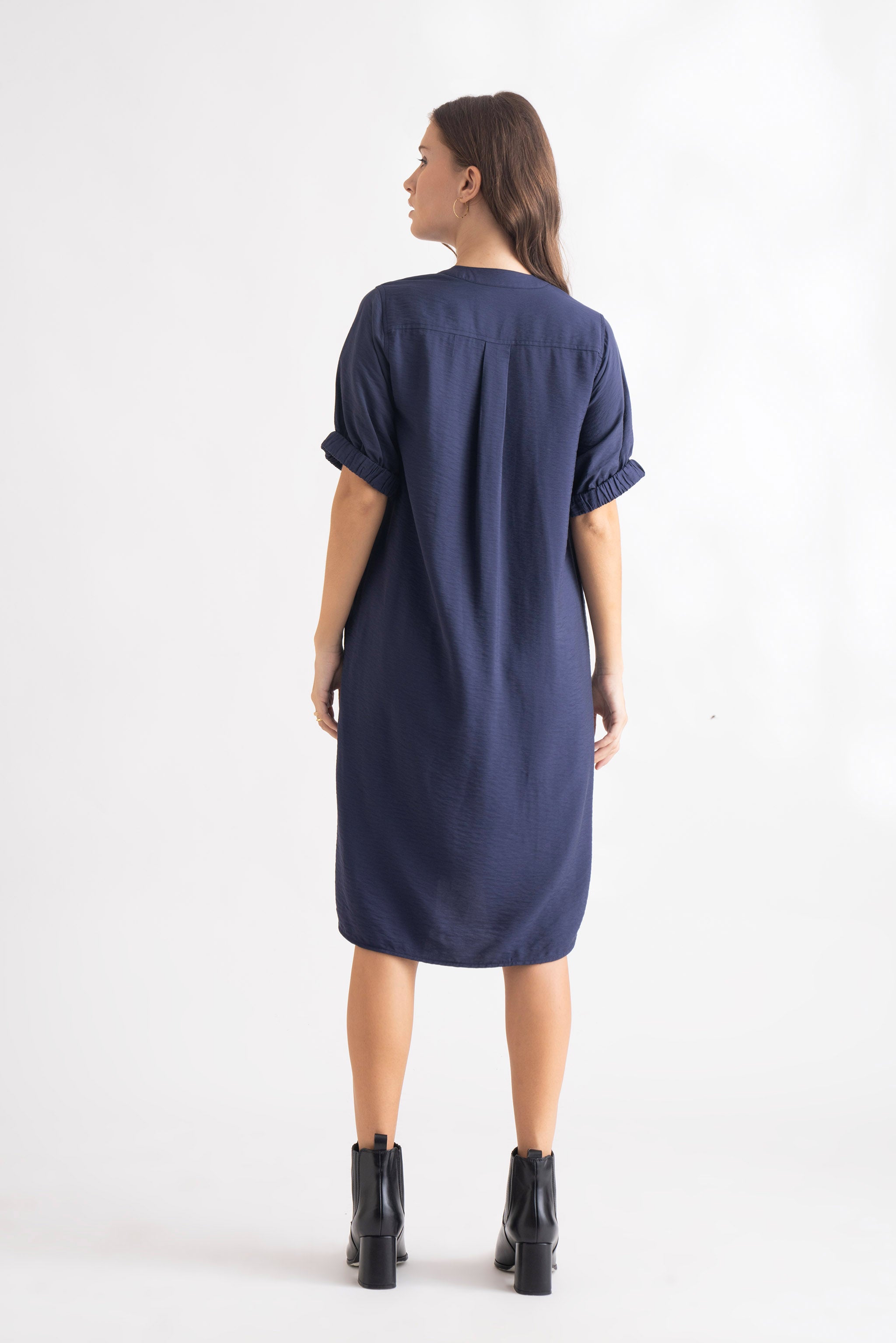 Navy Short Sleeves Dress