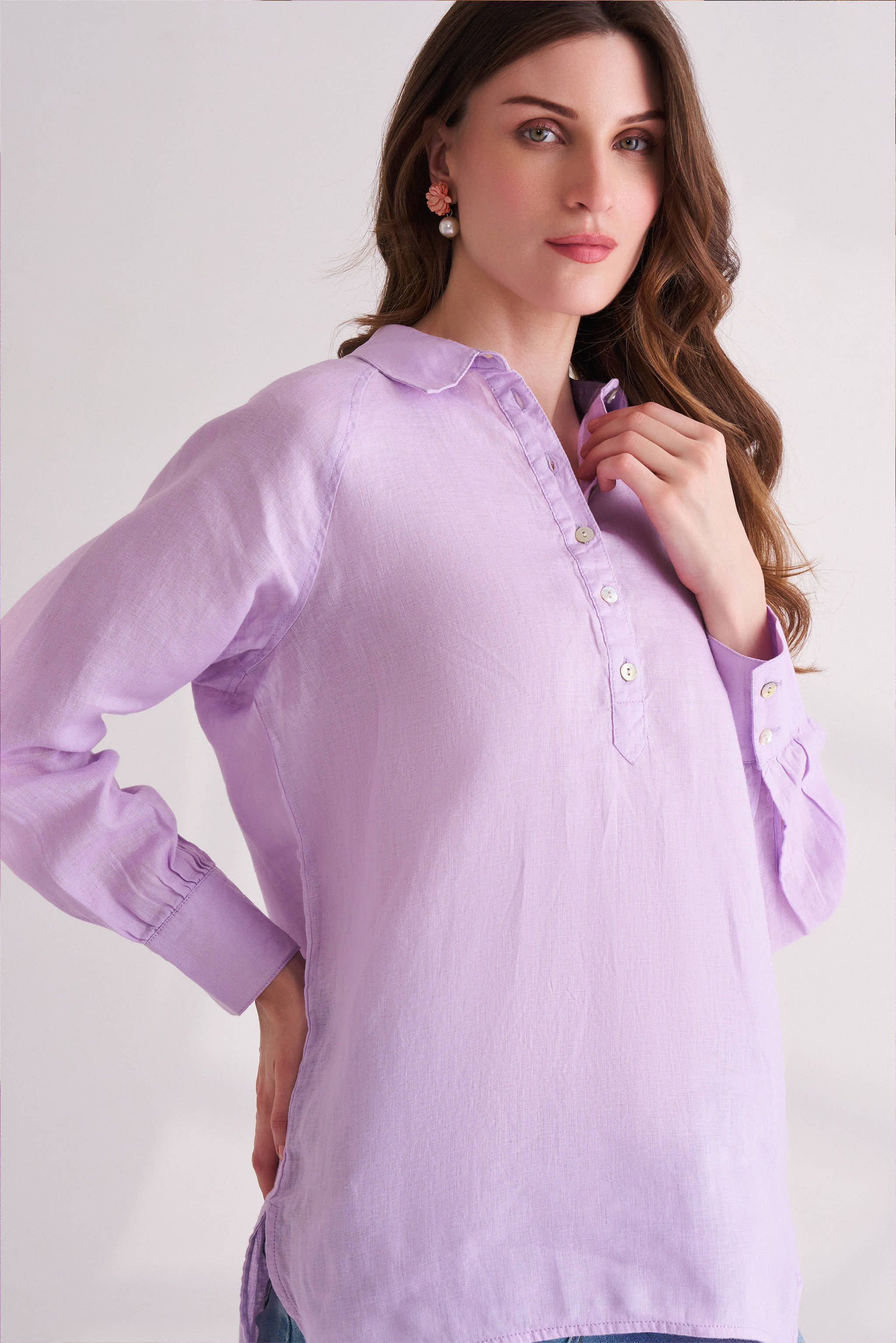 Orchid Bloom Linen Shirt