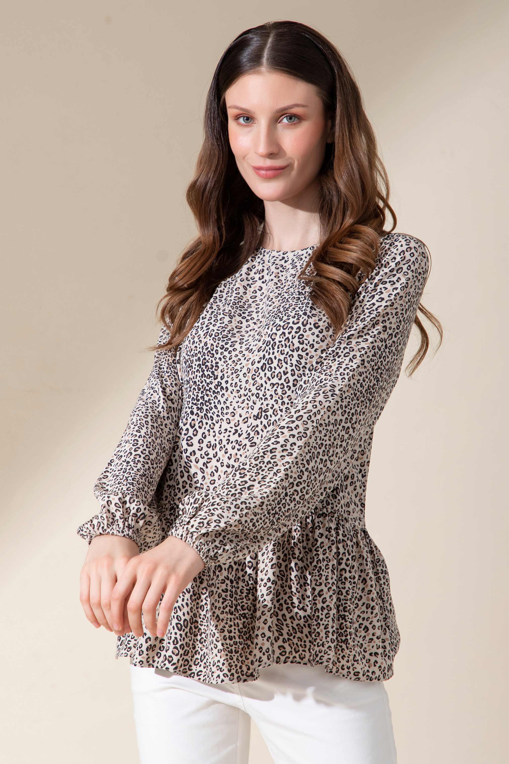 Camel Printed Blouse