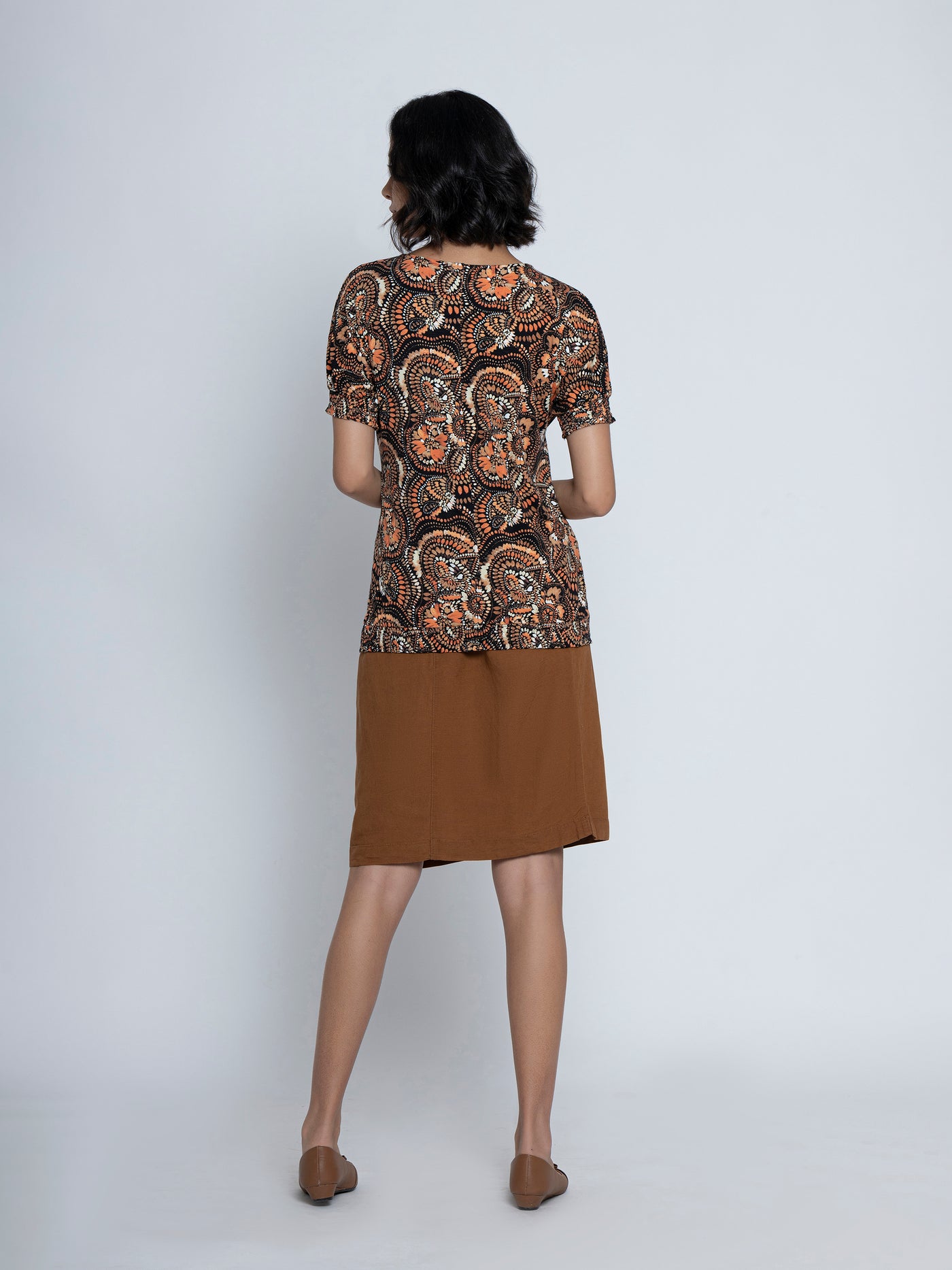 All Over Printed Brown Hues Top
