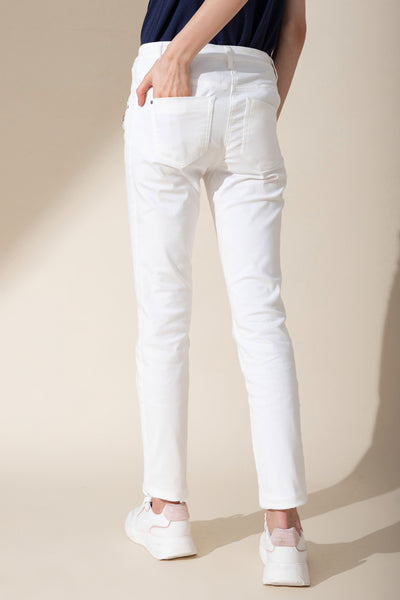 White Narrow Pants